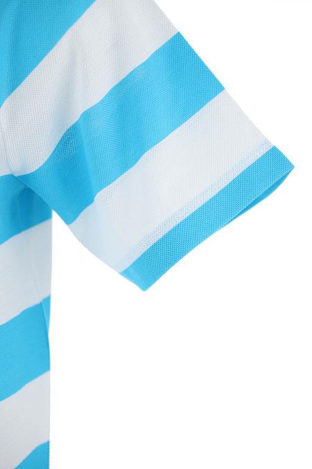 Paul Shark Paul Shark Erkek Pamuklu Regular Fit Çizgili Kısa Kollu Beyaz-Turkuaz Polo Yaka T-Shirt 23411231-148