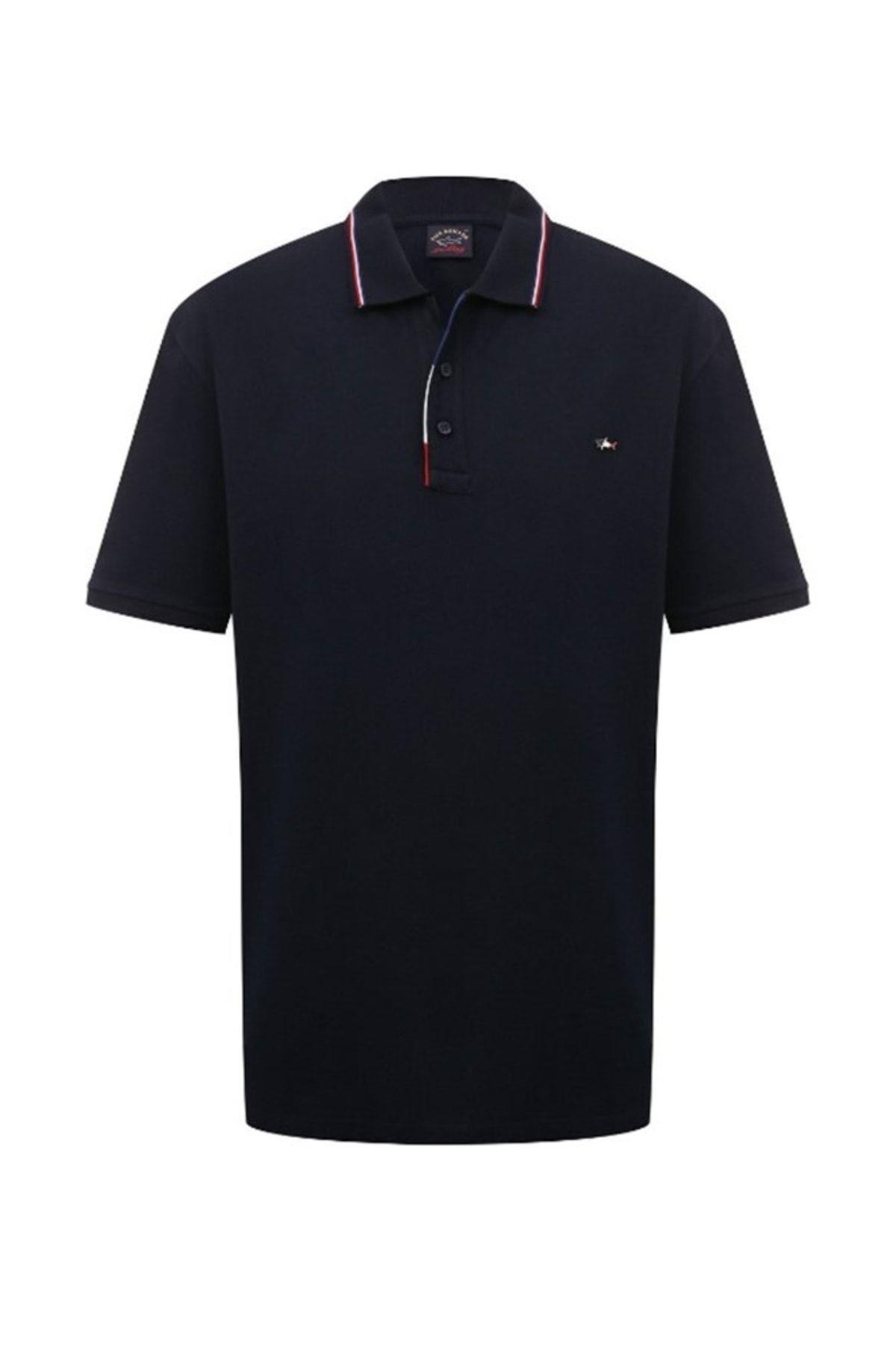 Paul Shark Paul Shark Erkek Pamuklu Regular Fit Düz Kısa Kollu Lacivert Polo Yaka T-Shirt 23411214A-013