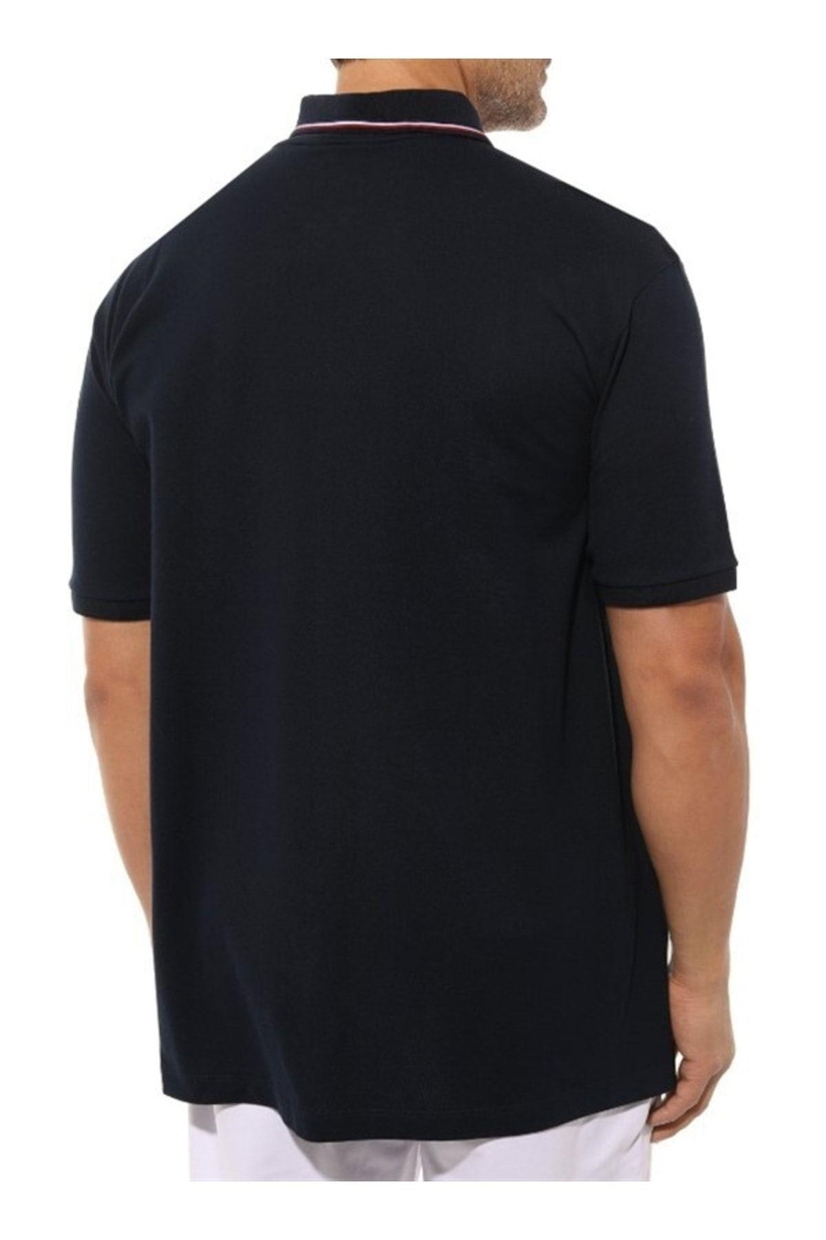 Paul Shark Paul Shark Erkek Pamuklu Regular Fit Düz Kısa Kollu Lacivert Polo Yaka T-Shirt 23411214A-013