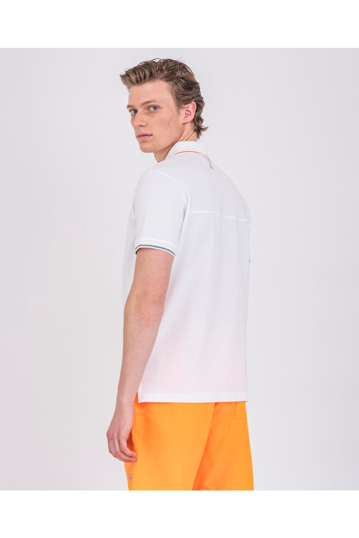 Paul Shark Paul Shark Erkek Pamuklu Regular Fit Düz Kısa Kollu Beyaz Polo Yaka T-Shirt 22411289-010