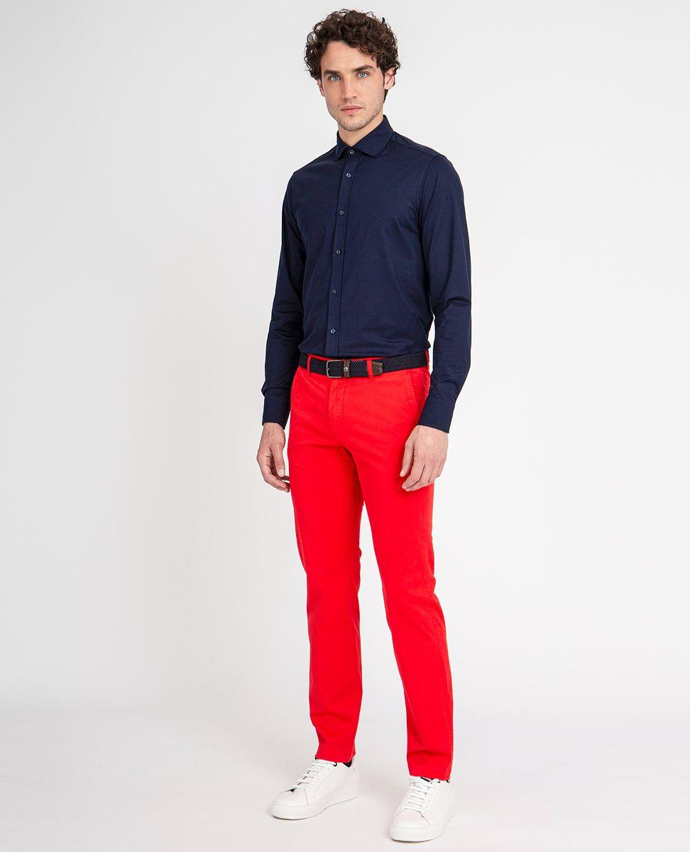 Paul Shark Paul Shark Erkek Pamuklu Slim Fit  İnce Düğme Kapamalı Lacivert Gömlek C0P3065-050