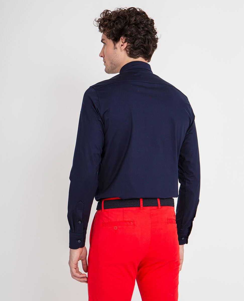 Paul Shark Paul Shark Erkek Pamuklu Slim Fit  İnce Düğme Kapamalı Lacivert Gömlek C0P3065-050