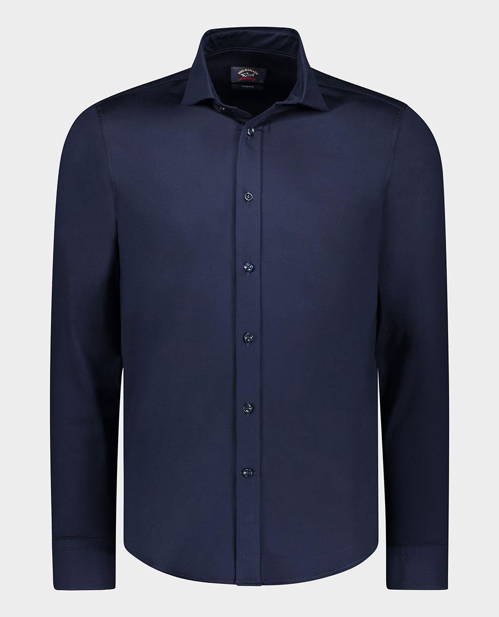 Paul Shark Paul Shark Erkek Pamuklu Slim Fit  İnce Düğme Kapamalı Lacivert Gömlek C0P3065-050