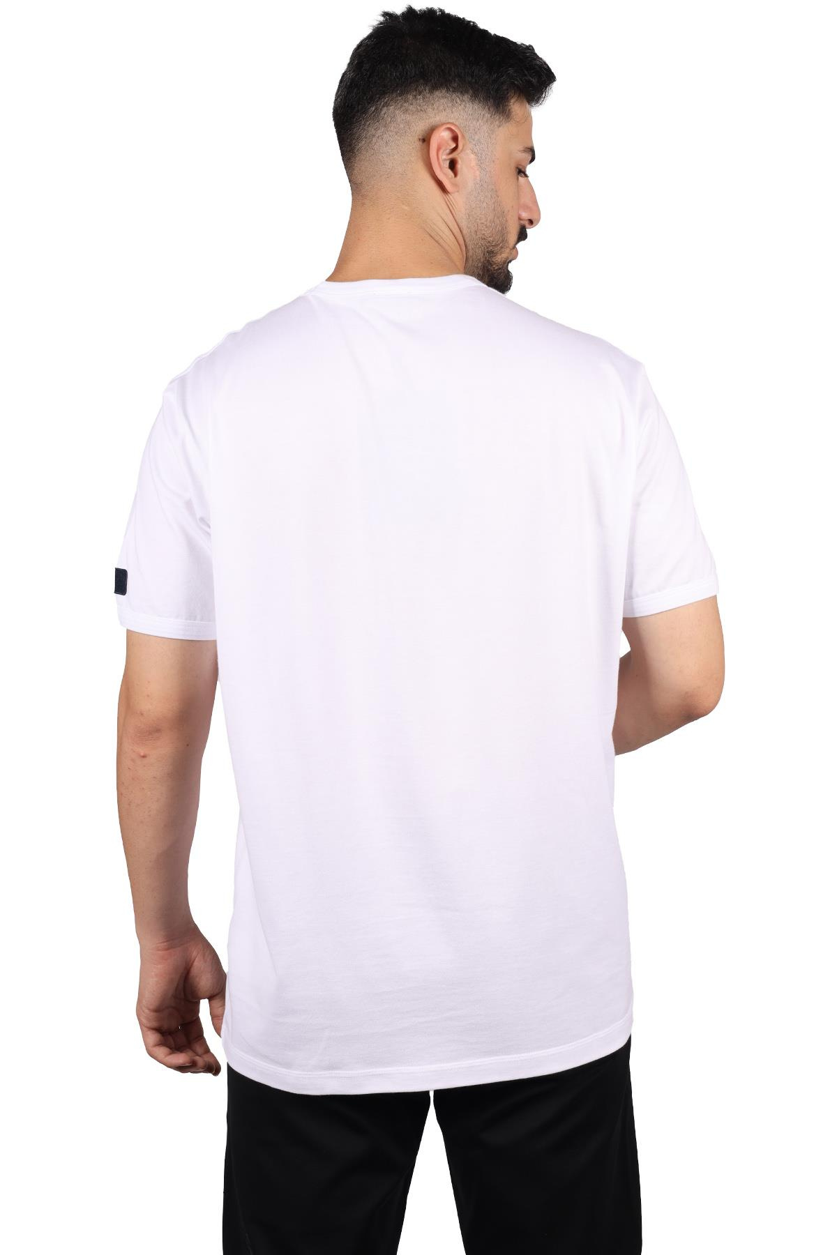 Paul Shark Paul Shark Erkek Pamuklu Yuvarlak Yaka Marka Logolu Beyaz T-Shirt 22411072-010