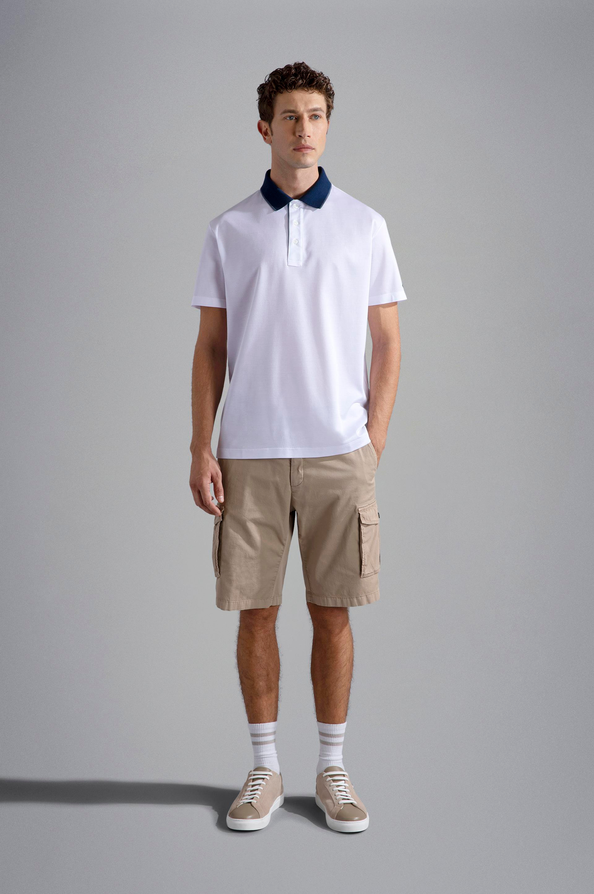 Paul Shark Paul Shark Erkek Polo Yaka Düğme Kapamalı Kısa Kollu Beyaz Polo Yaka T-Shirt 24411261-010