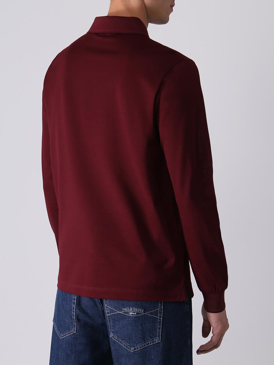 Paul Shark Paul Shark Erkek Polo Yaka Regular Fit Pamuklu Kısa Kollu Bordo Polo Yaka T-Shirt 12311737-237