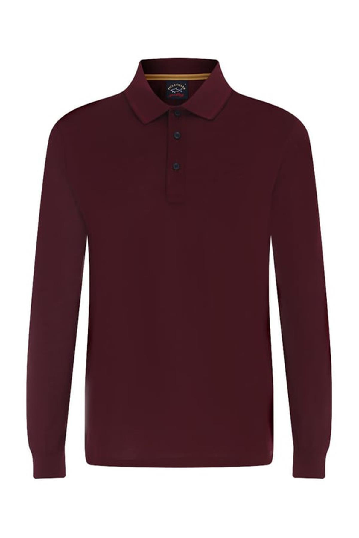 Paul Shark Paul Shark Erkek Polo Yaka Regular Fit Pamuklu Kısa Kollu Bordo Polo Yaka T-Shirt 12311737-237