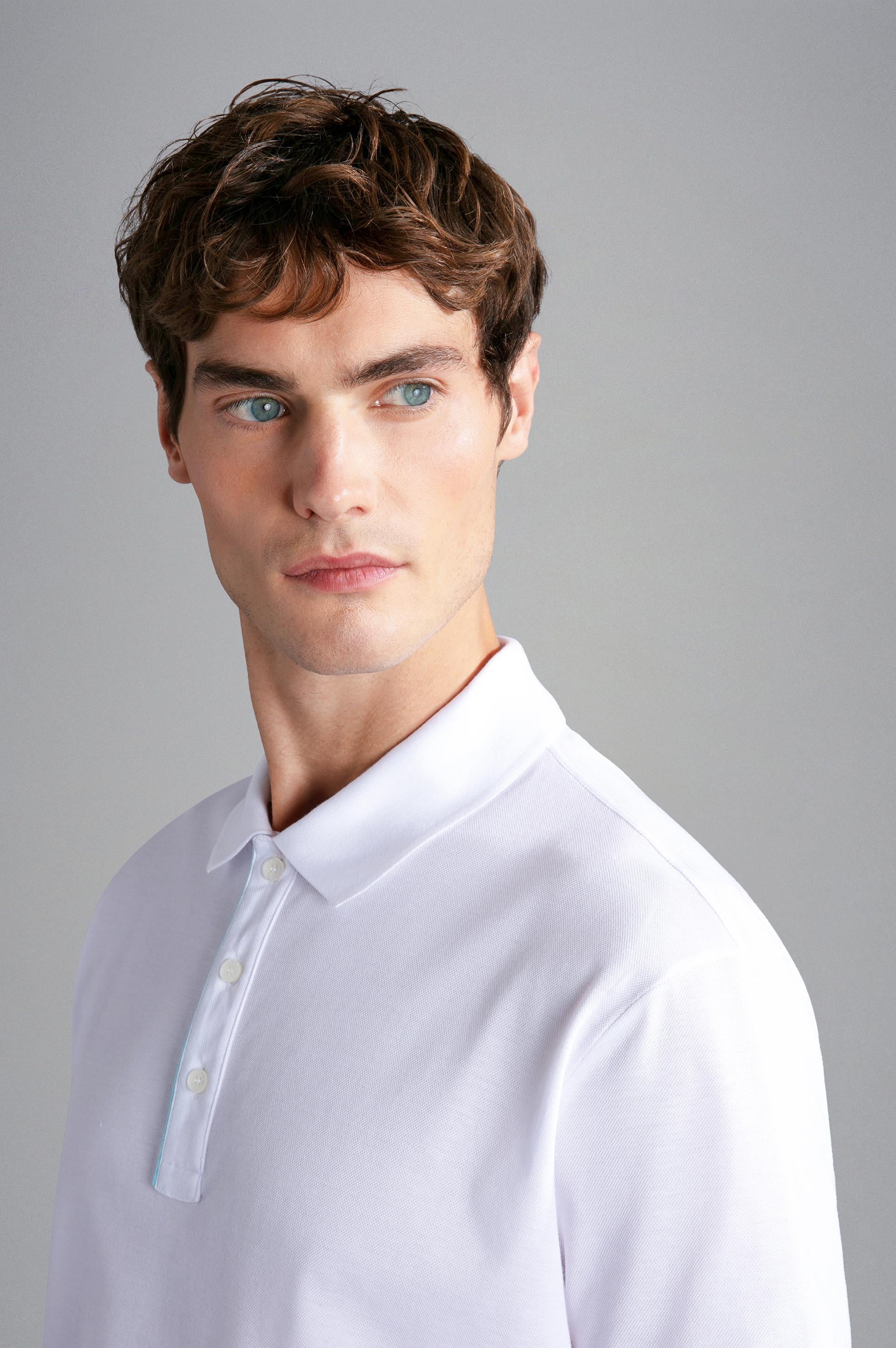 Paul Shark Paul Shark Erkek Polo Yaka Düğme Kapamalı Kısa Kollu Beyaz Polo Yaka T-Shirt 24411322-010