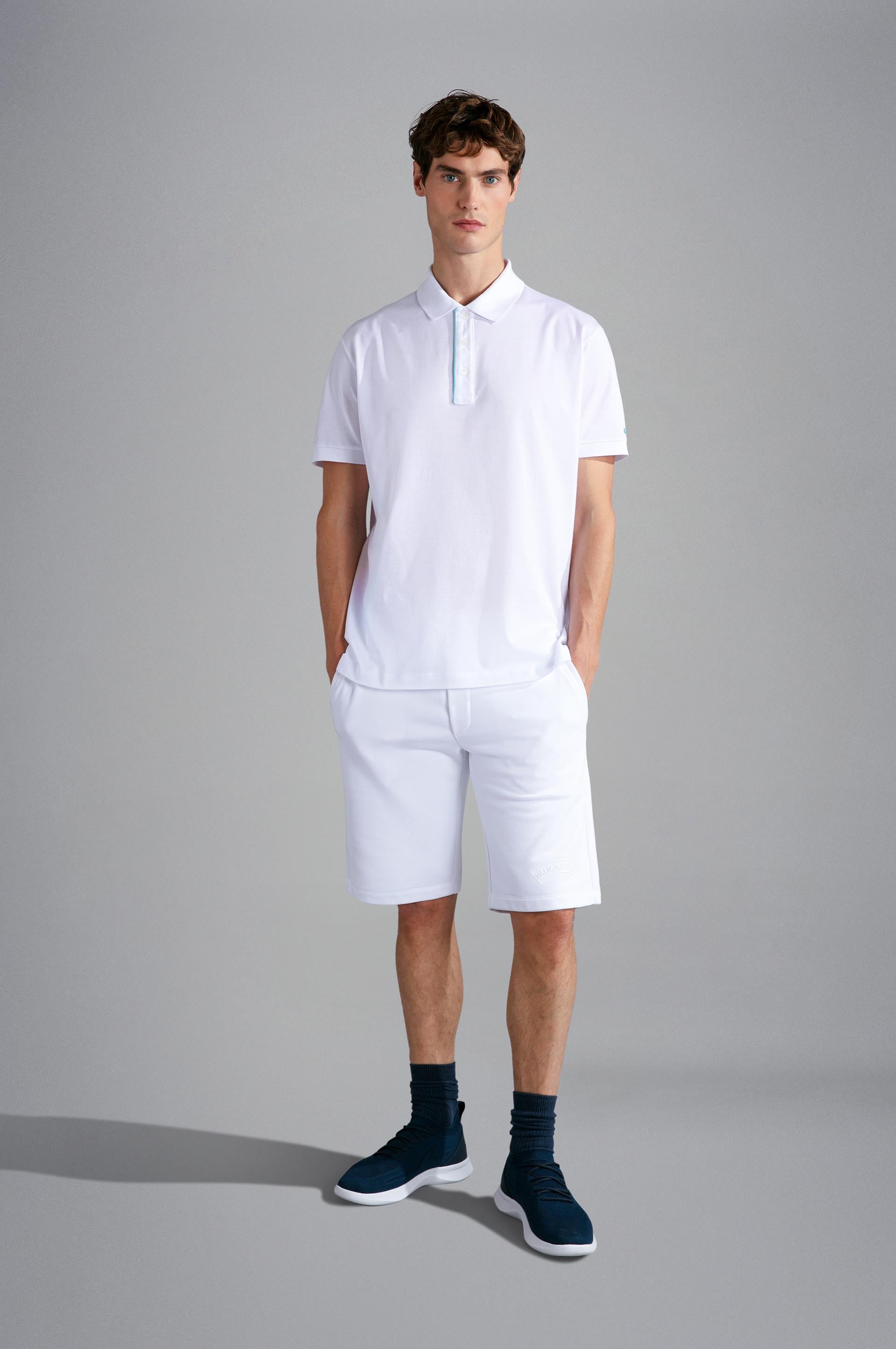 Paul Shark Paul Shark Erkek Polo Yaka Düğme Kapamalı Kısa Kollu Beyaz Polo Yaka T-Shirt 24411322-010