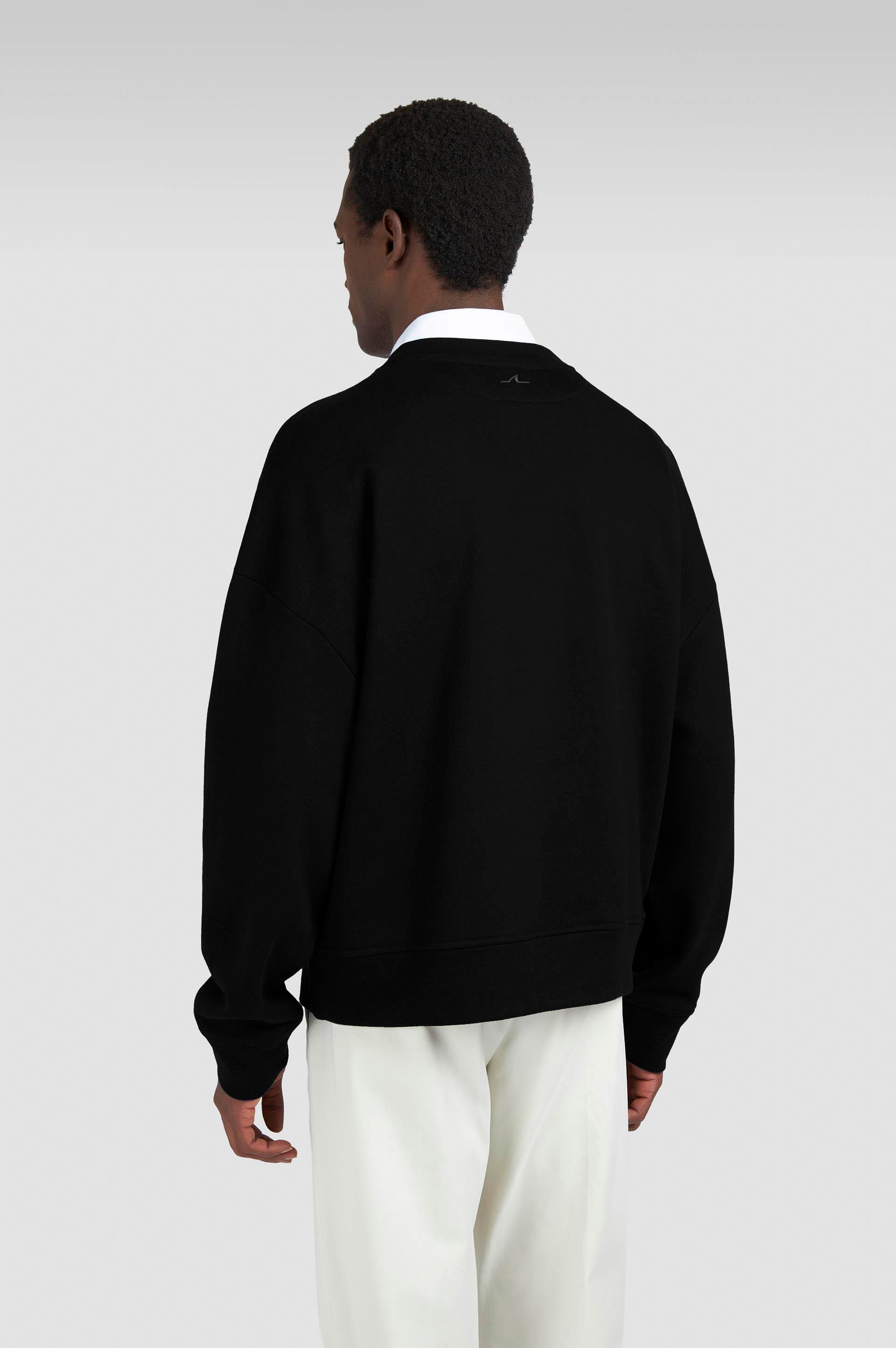 Paul Shark Paul Shark Erkek Rahat Kalıp Büyük Shark Logolu Pamuklu Uzun Kollu Siyah Sweatshirt 15311848-011