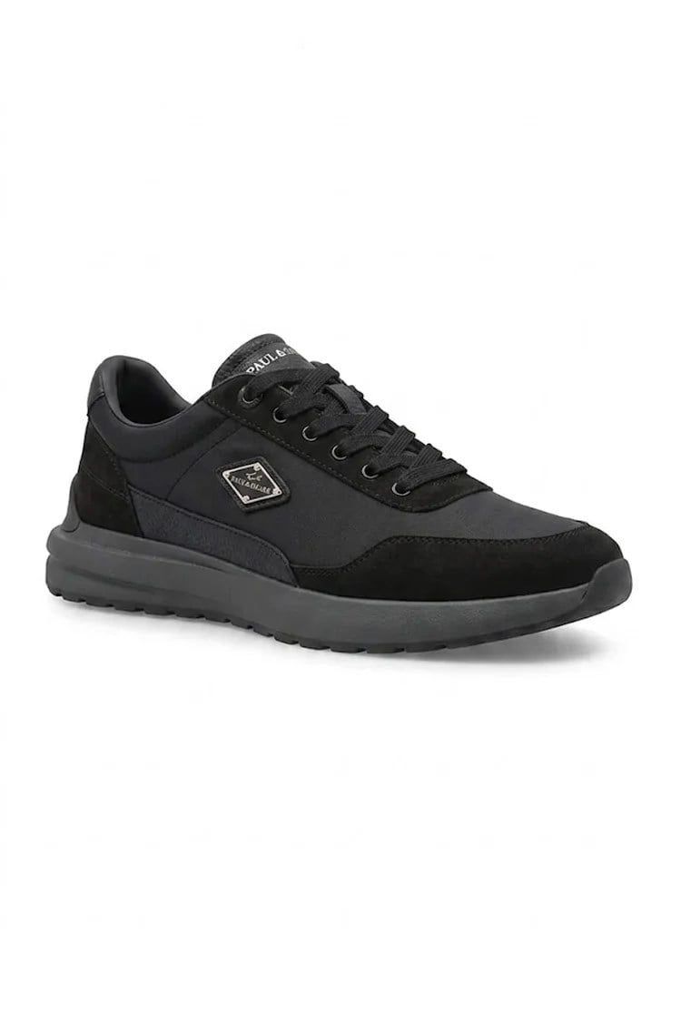 Paul Shark Paul Shark Erkek Rahat Taban Hakiki Deri Karışımlı Logo Plakalı Siyah Sneaker 16318021-011