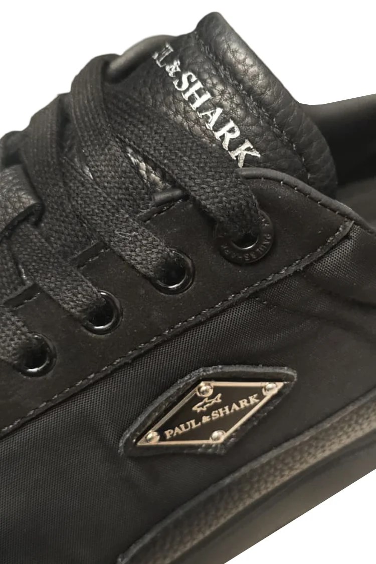 Paul Shark Paul Shark Erkek Rahat Taban Hakiki Deri Karışımlı Logo Plakalı Siyah Sneaker 16318021-011