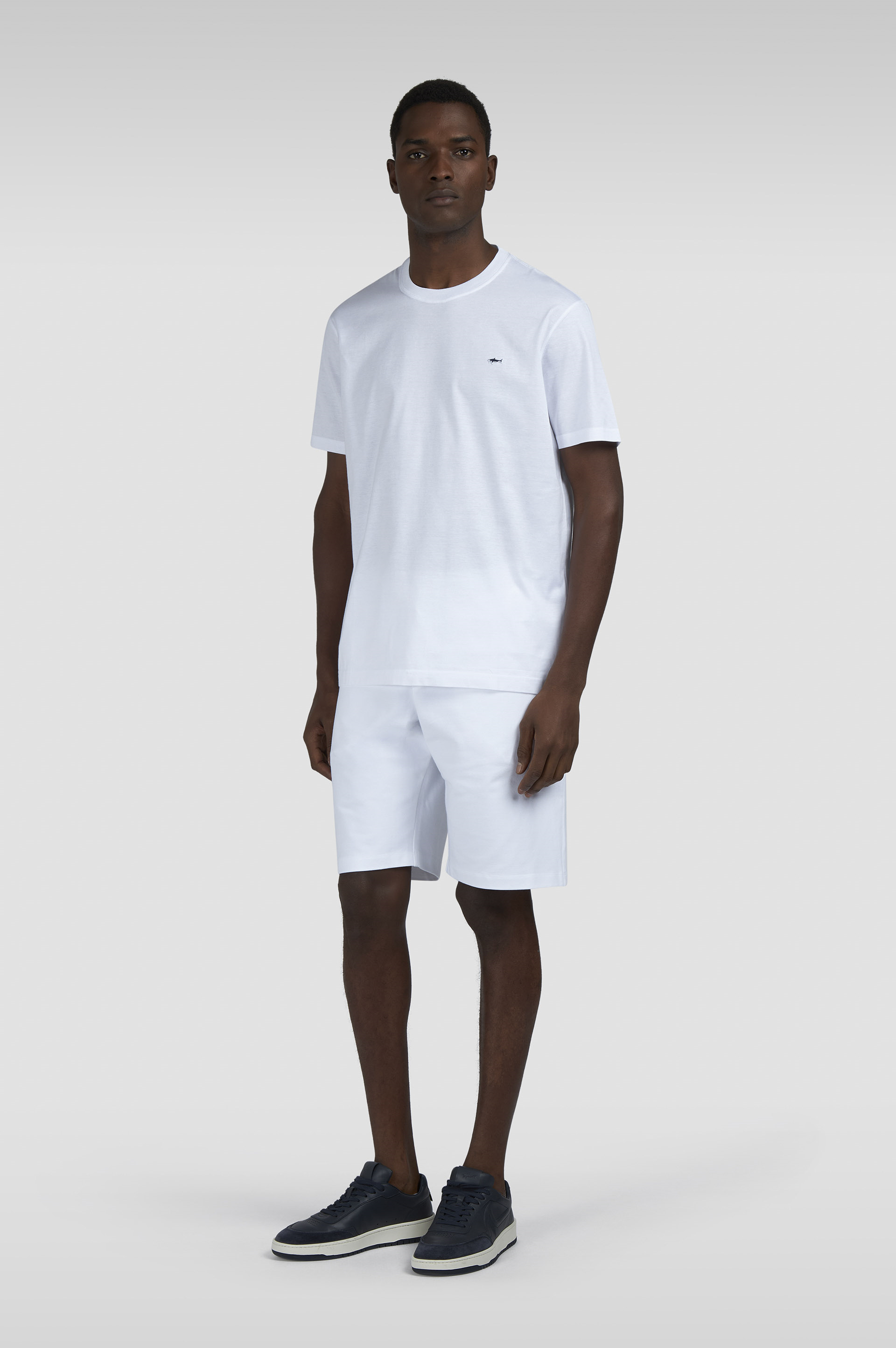Paul Shark Paul Shark Erkek Regular Fit Ribanalı Yakalı Metalik Logo Detaylı Pamuklu Kısa Kollu Beyaz T-Shirt 99311005-010
