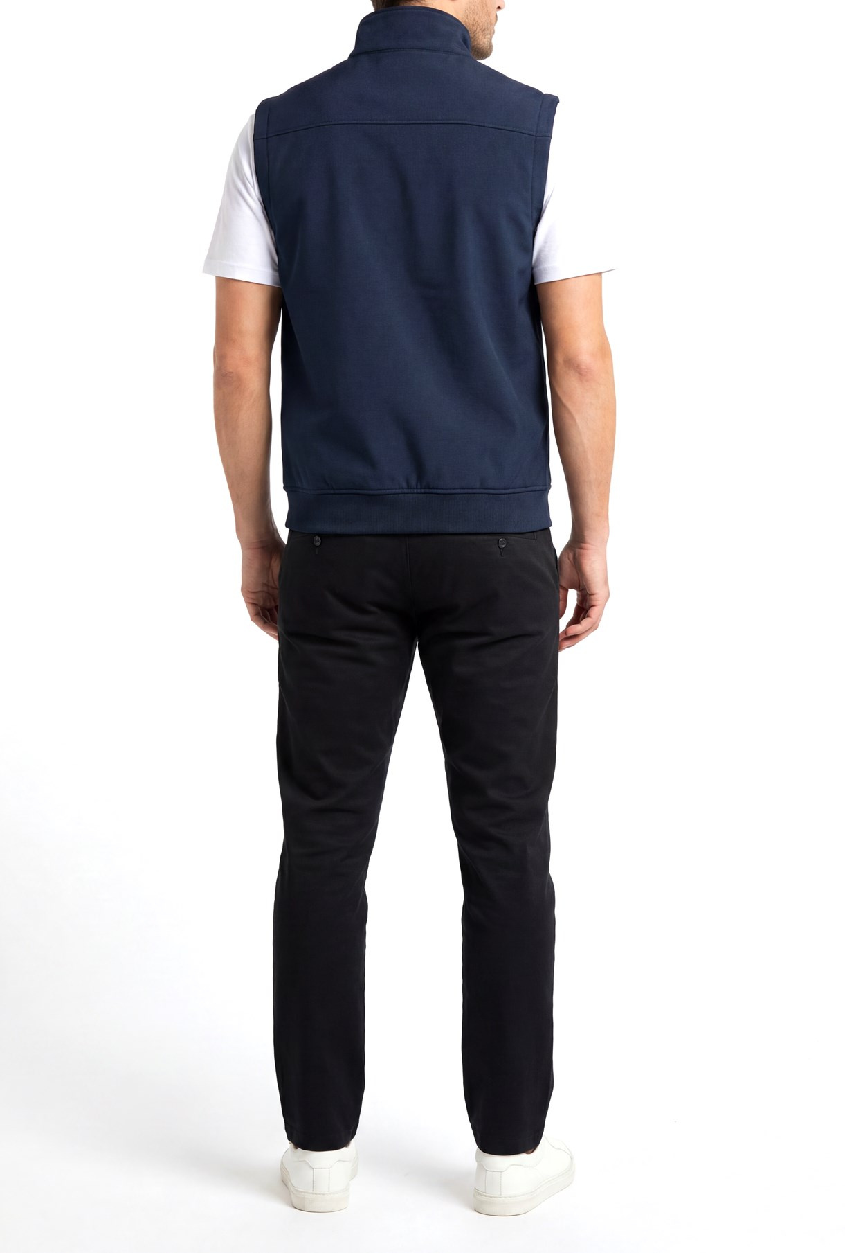 Paul Shark Paul Shark Erkek Regular Fit Kolu Cep Detaylı Dik Yaka Fermuarlı Lacivert Yelek 25412657SM-013