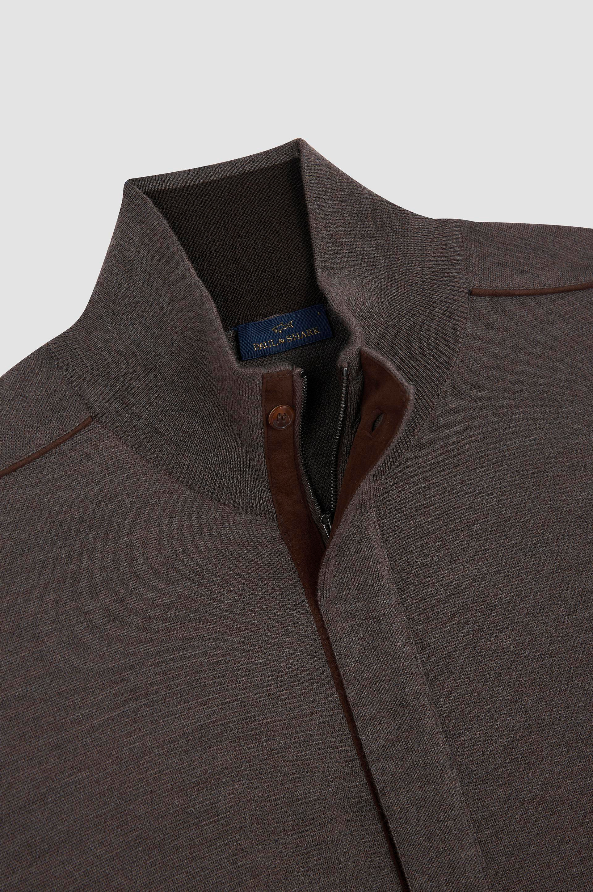 Paul Shark Paul Shark Erkek Regular Fit %100 Yün Dik Yaka Uzun Kollu Kahverengi Triko 15311203-365