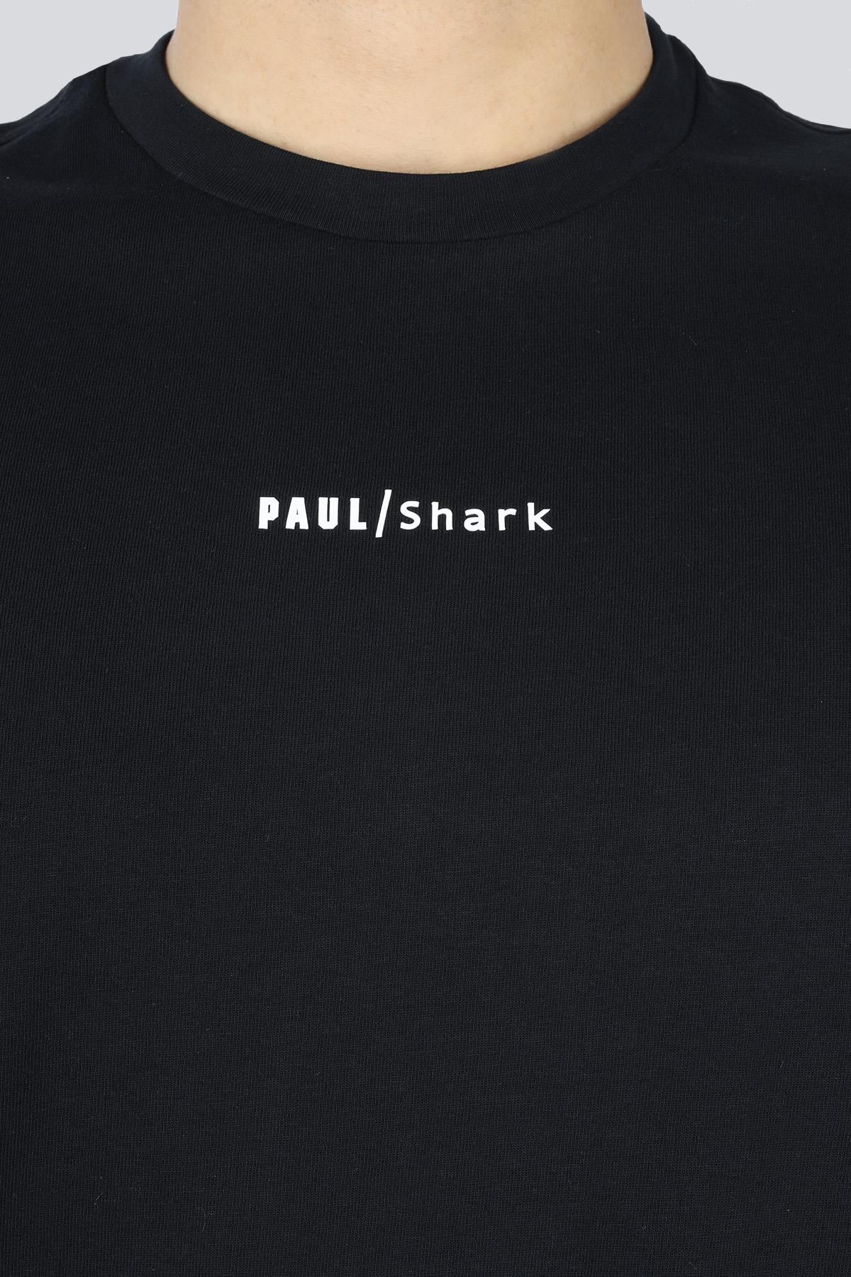 Paul Shark Paul Shark Erkek Regular Fit Yuvarlak Yaka İnce %100 Pamuklu Kısa Kollu Siyah T-Shirt 25411060-011