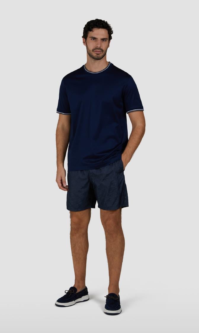 Paul Shark Paul Shark Erkek Regular Fit Yuvarlak Yaka %100 Pamuklu Kısa Kollu Lacivert T-Shirt 25411025-013