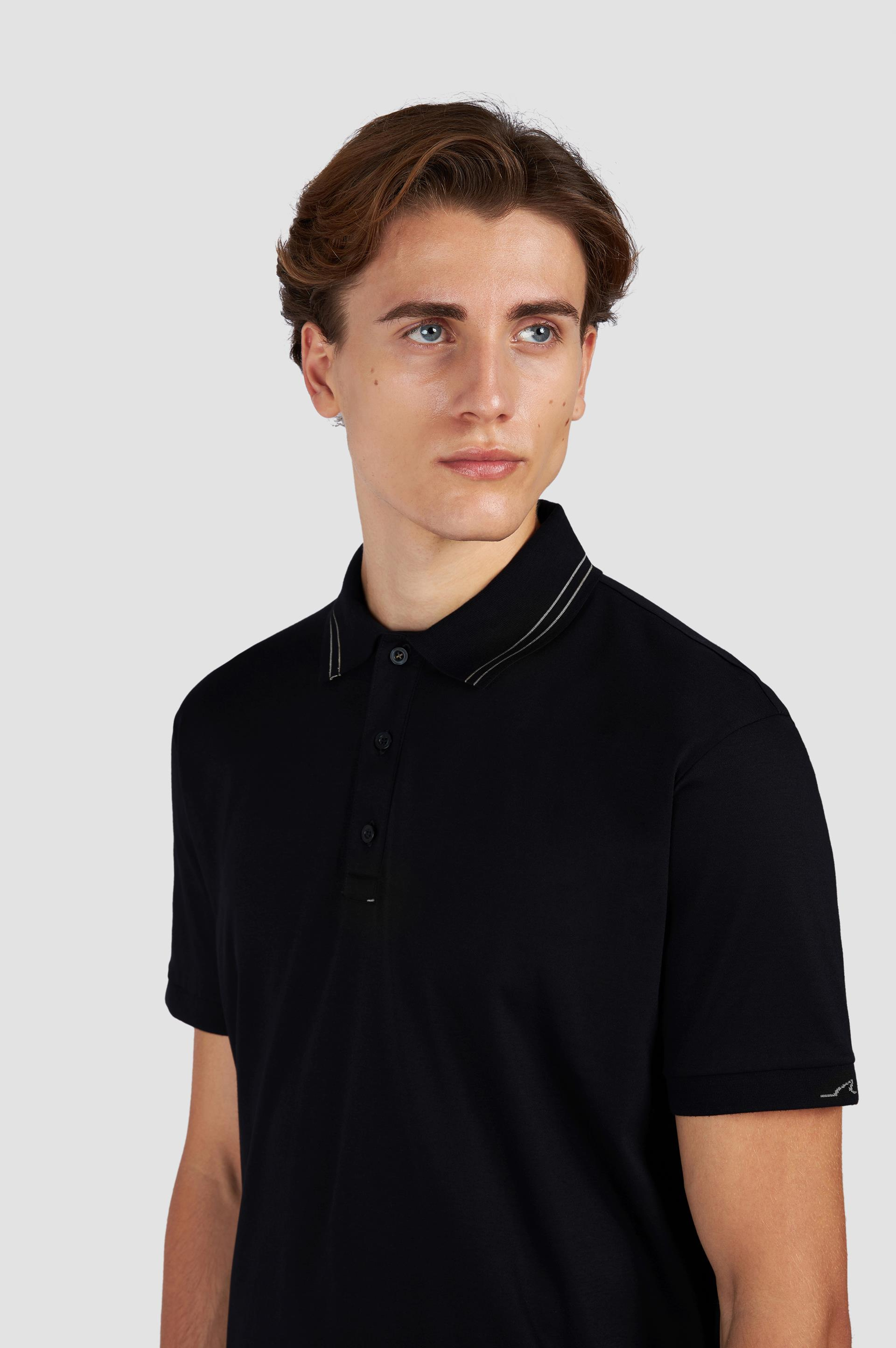 Paul Shark Paul Shark Erkek Regular Fit Pamuklu Kısa Kollu Siyah-Gümüş Polo Yaka T-Shirt 15311724-11D