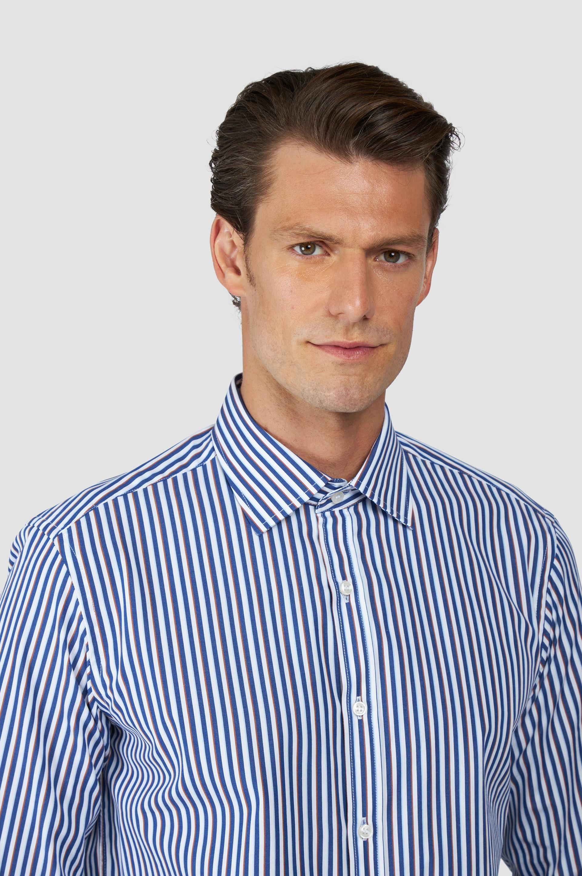 Paul Shark Paul Shark Erkek Regular Fit Çizgili Pamuklu Uzun Kollu Çok Renkli Gömlek 15313053CF-V14