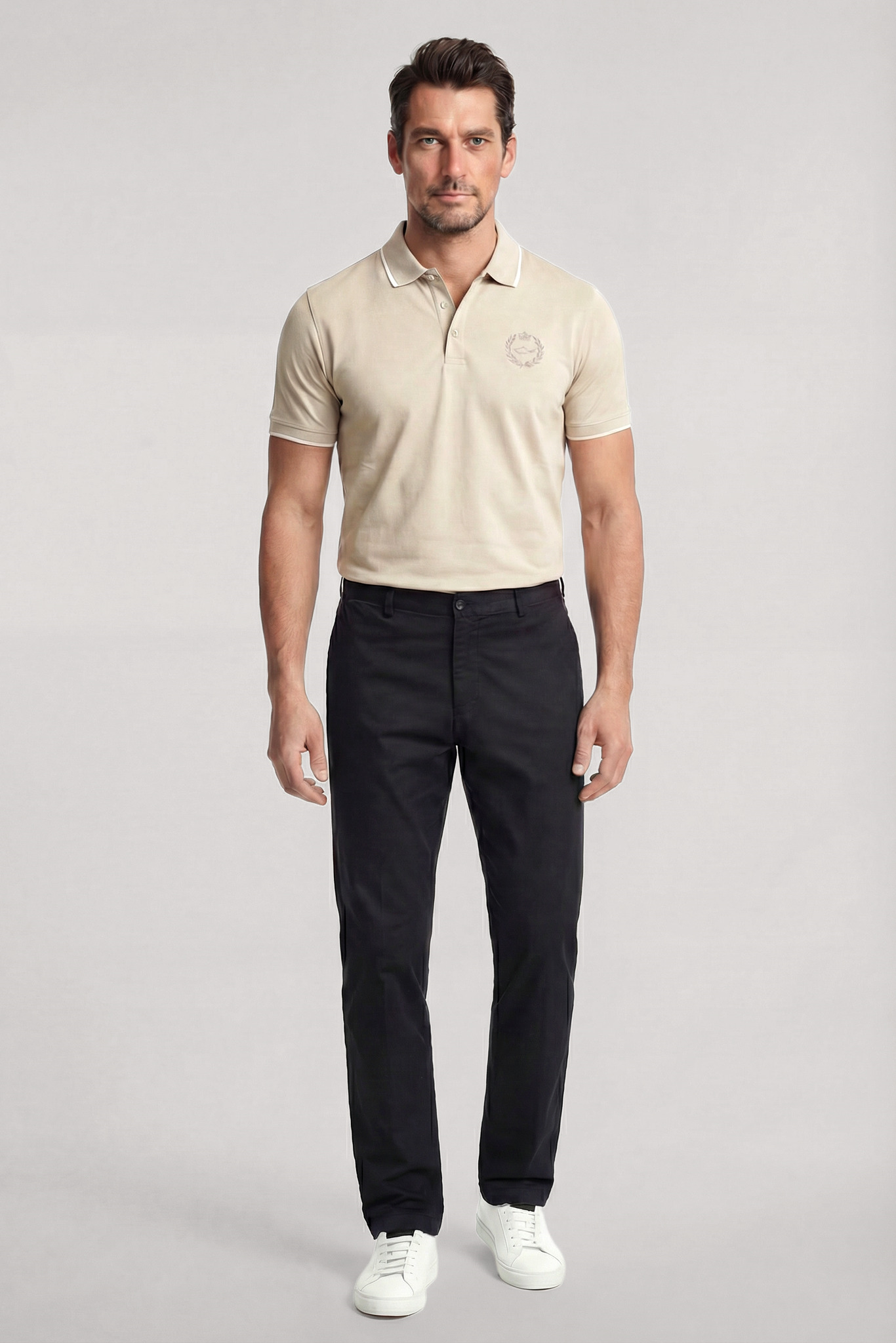 Paul Shark Paul Shark Erkek Regular Fit Logo İşlemeli Pamuklu Kısa Kollu Bej Polo Yaka T-Shirt 26411270-348