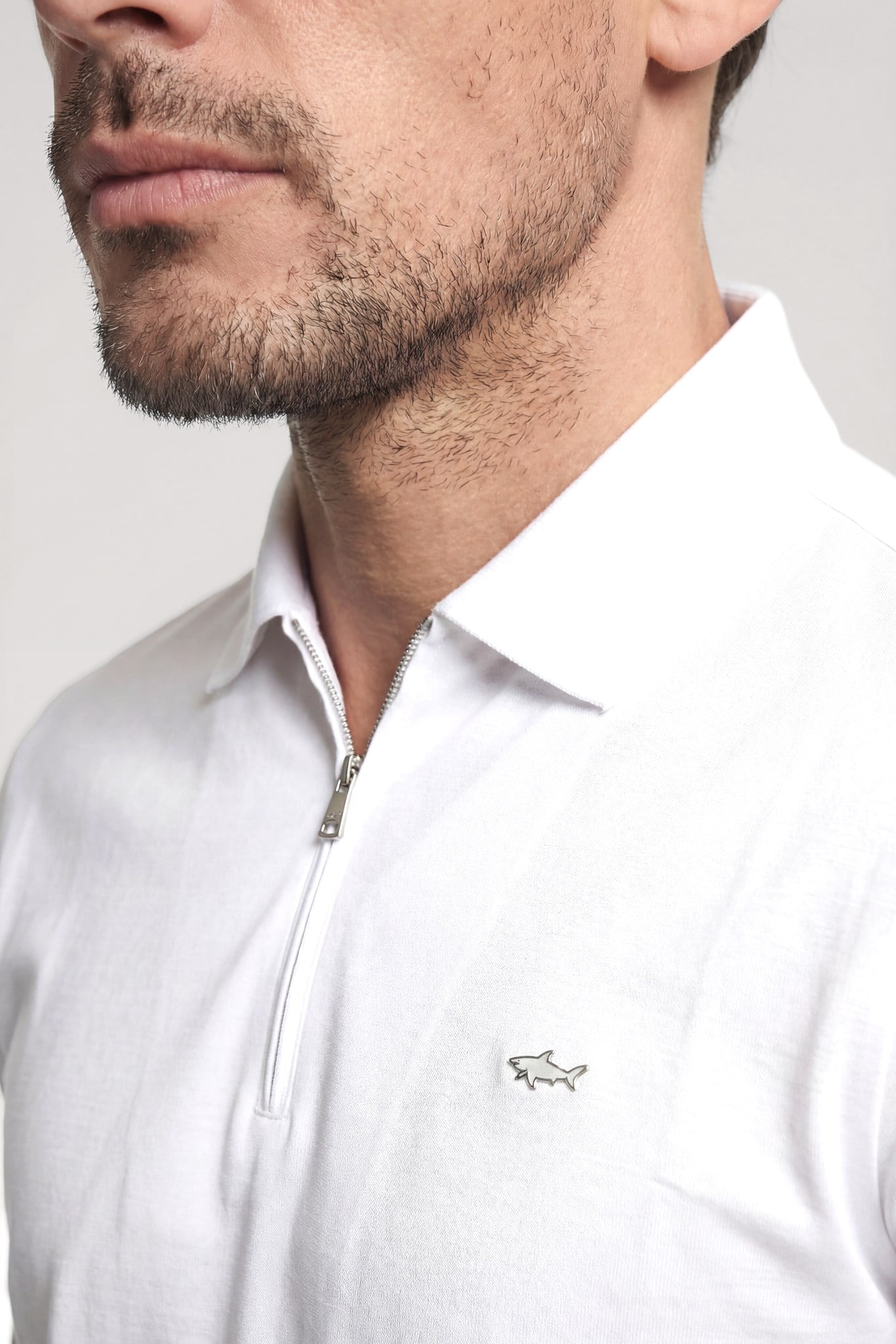 Paul Shark Paul Shark Erkek Regular Fit Logo Detaylı Pamuklu Kısa Kollu Beyaz Polo Yaka T-Shirt 26411262SM-010