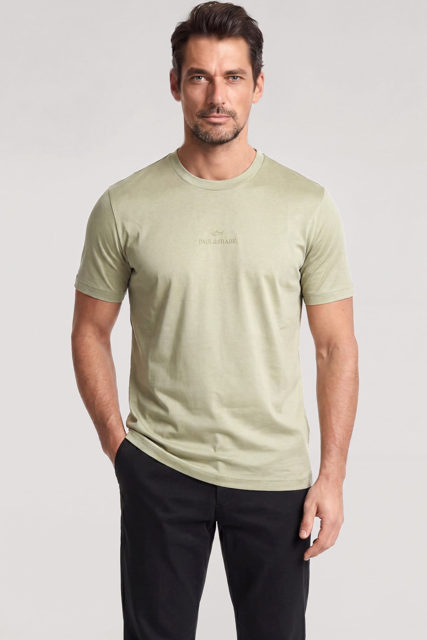 Paul Shark Paul Shark Erkek Regular Fit Yuvarlak Yakalı Pamuklu Logo İşlemeli Kısa Kollu Yeşil T-Shirt 26411049-722