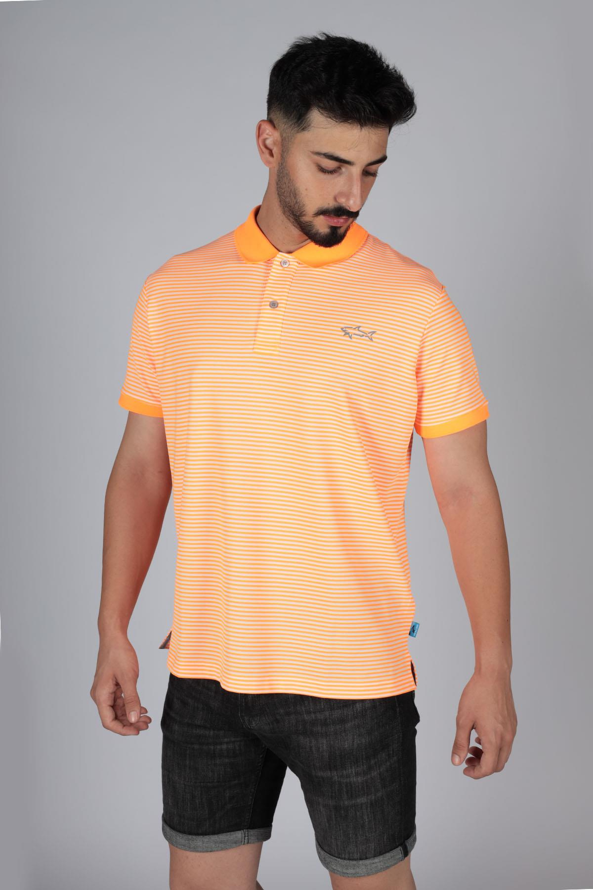 Paul Shark Paul Shark Erkek Regular Fit Düz Kısa Kollu Turuncu Polo Yaka T-Shirt 23411265-178