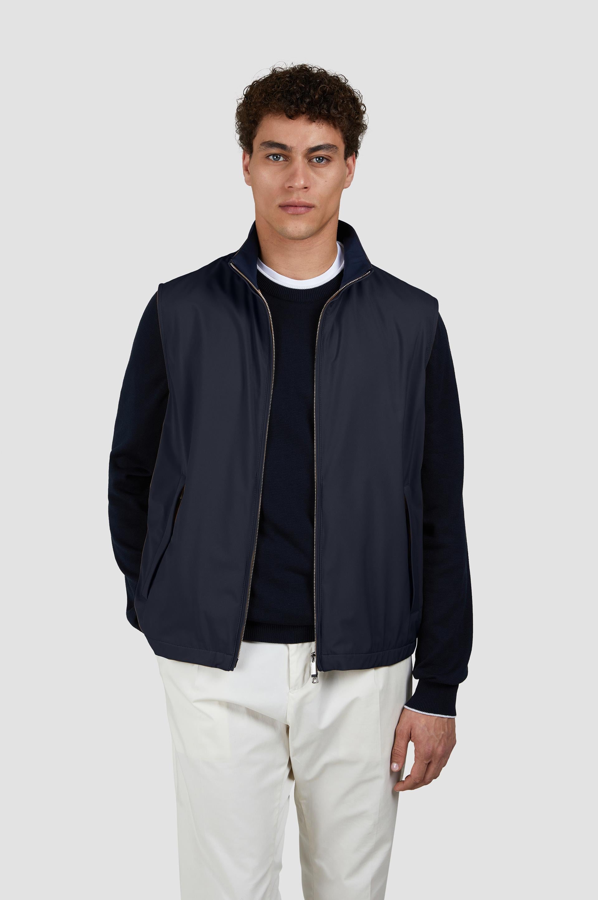 Paul Shark Paul Shark Erkek Regular Fit Dik Yaka Fermuarlı İç Cepli Lacivert Yelek 25412621-013