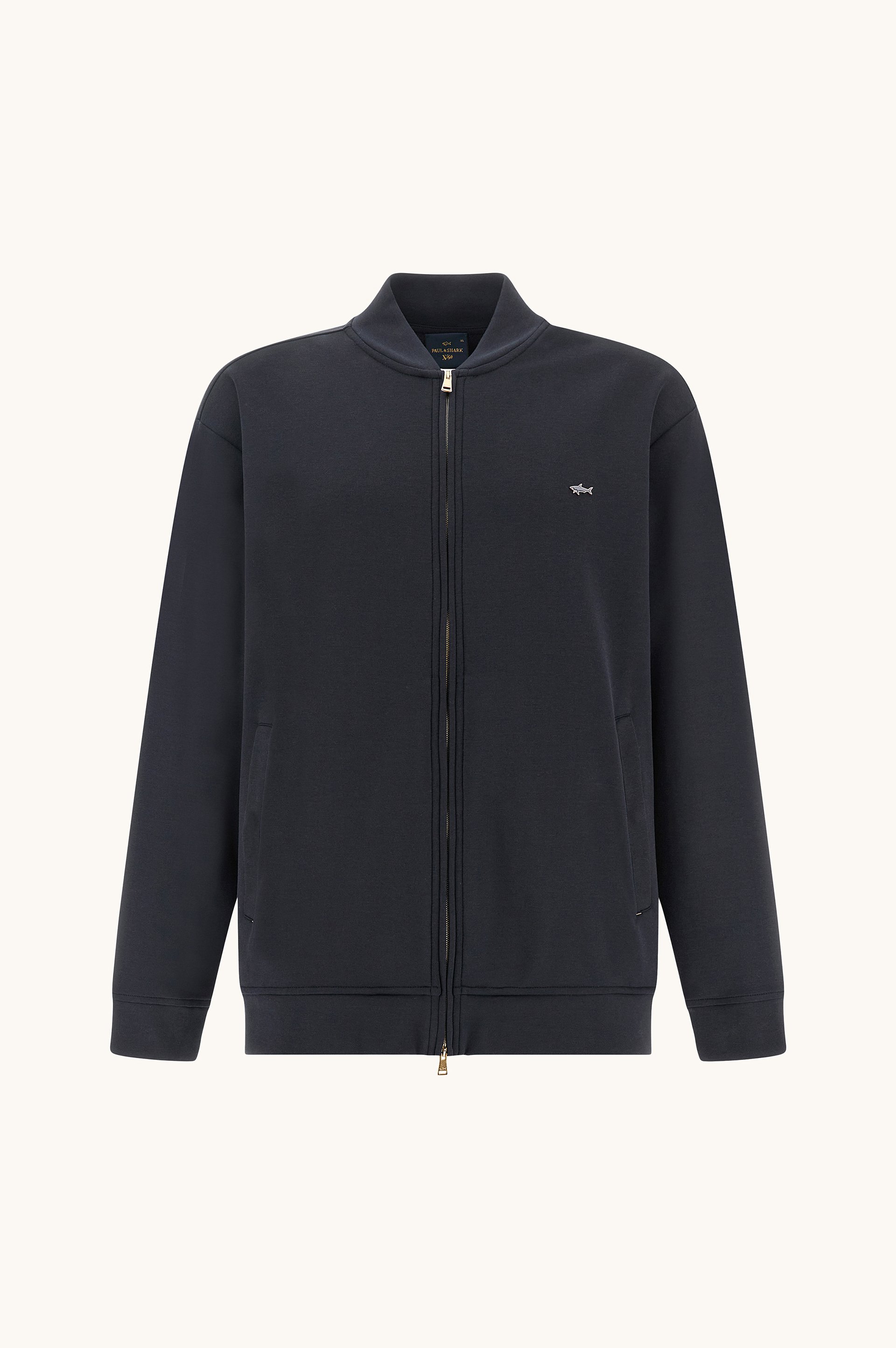 Paul Shark Paul Shark Erkek Regular Fit Dik Yaka Metalik Logo Detaylı Fermuarlı Uzun Kollu Lacivert Sweatshirt 26411814-50E
