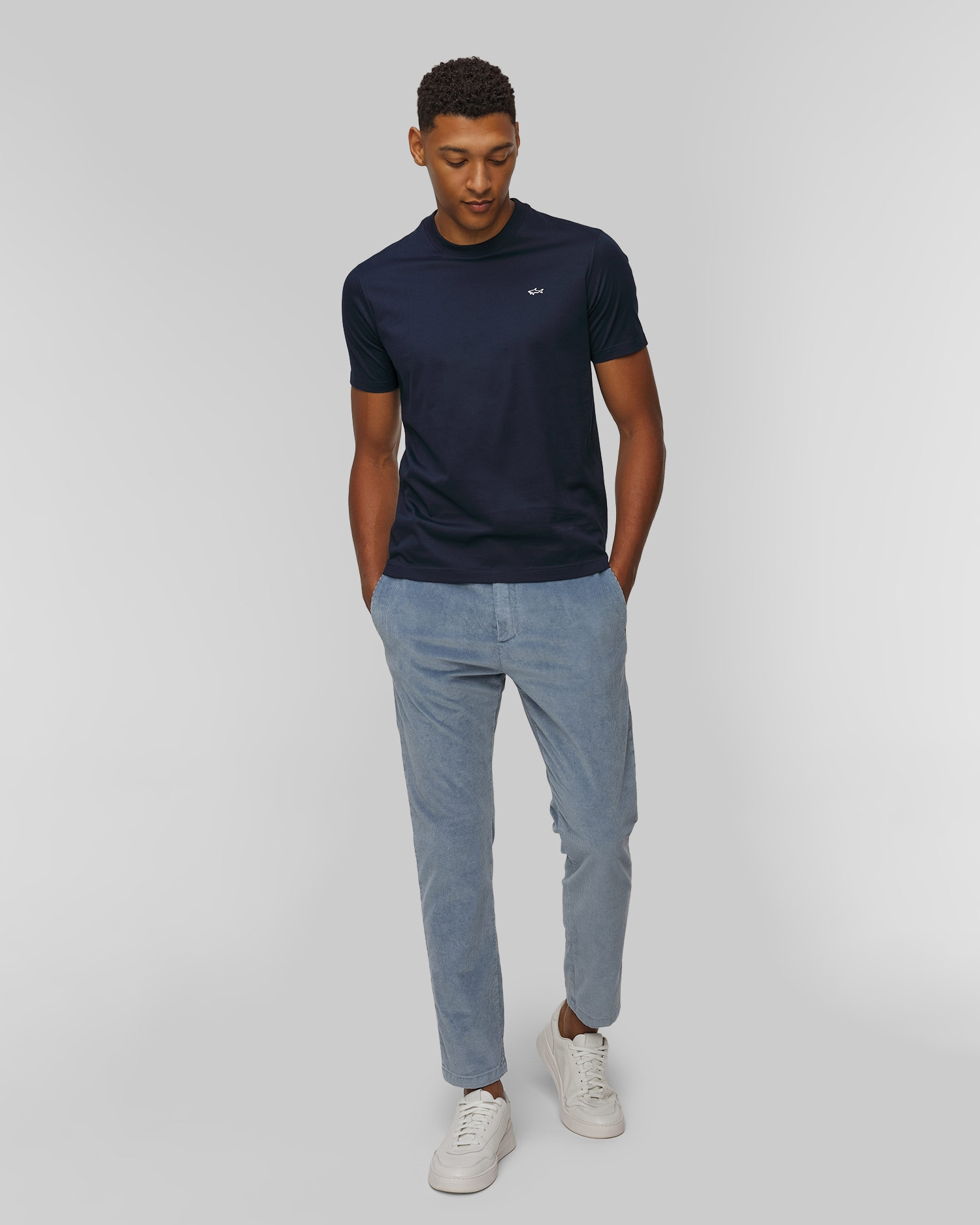 Paul Shark Paul Shark Erkek Regular Fit Ribanalı Yakalı Metalik Logo Detaylı Pamuklu Kısa Kollu Lacivert T-Shirt 99311005-013