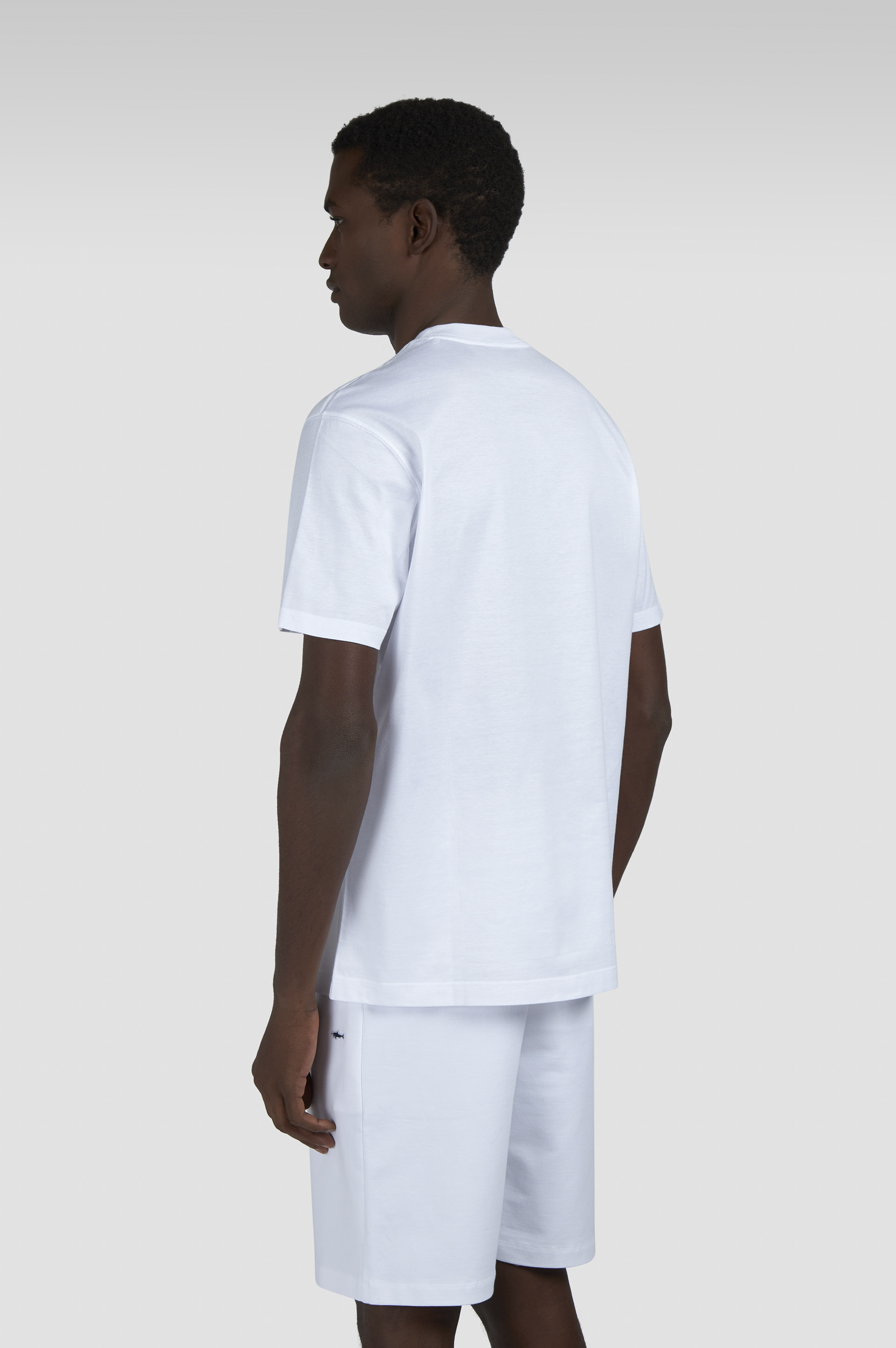 Paul Shark Paul Shark Erkek Regular Fit Ribanalı Yakalı Metalik Logo Detaylı Pamuklu Kısa Kollu Beyaz T-Shirt 99311005-010