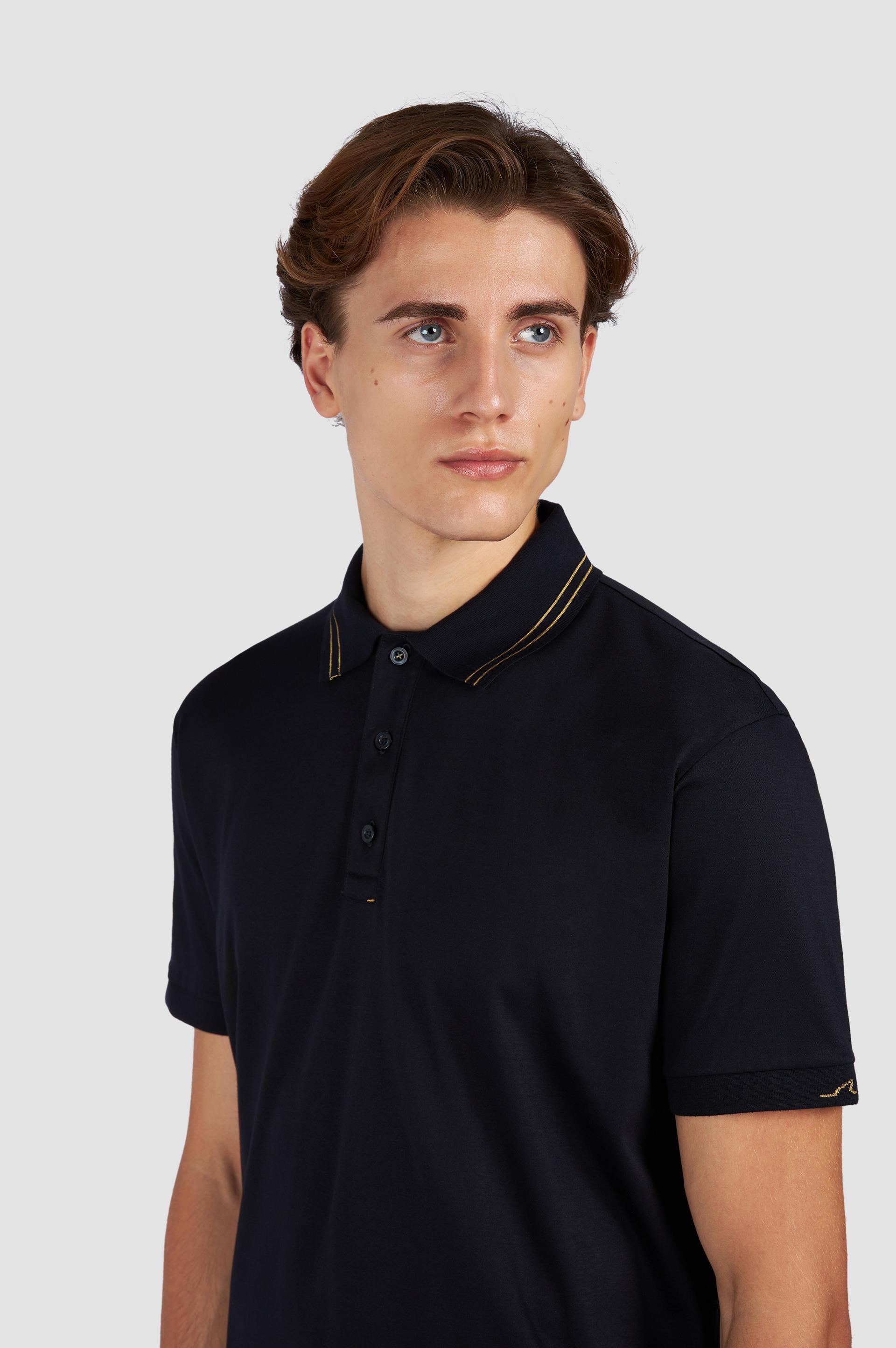 Paul Shark Paul Shark Erkek Regular Fit Pamuklu Kısa Kollu Lacivert-Gold Polo Yaka T-Shirt 15311724-50E