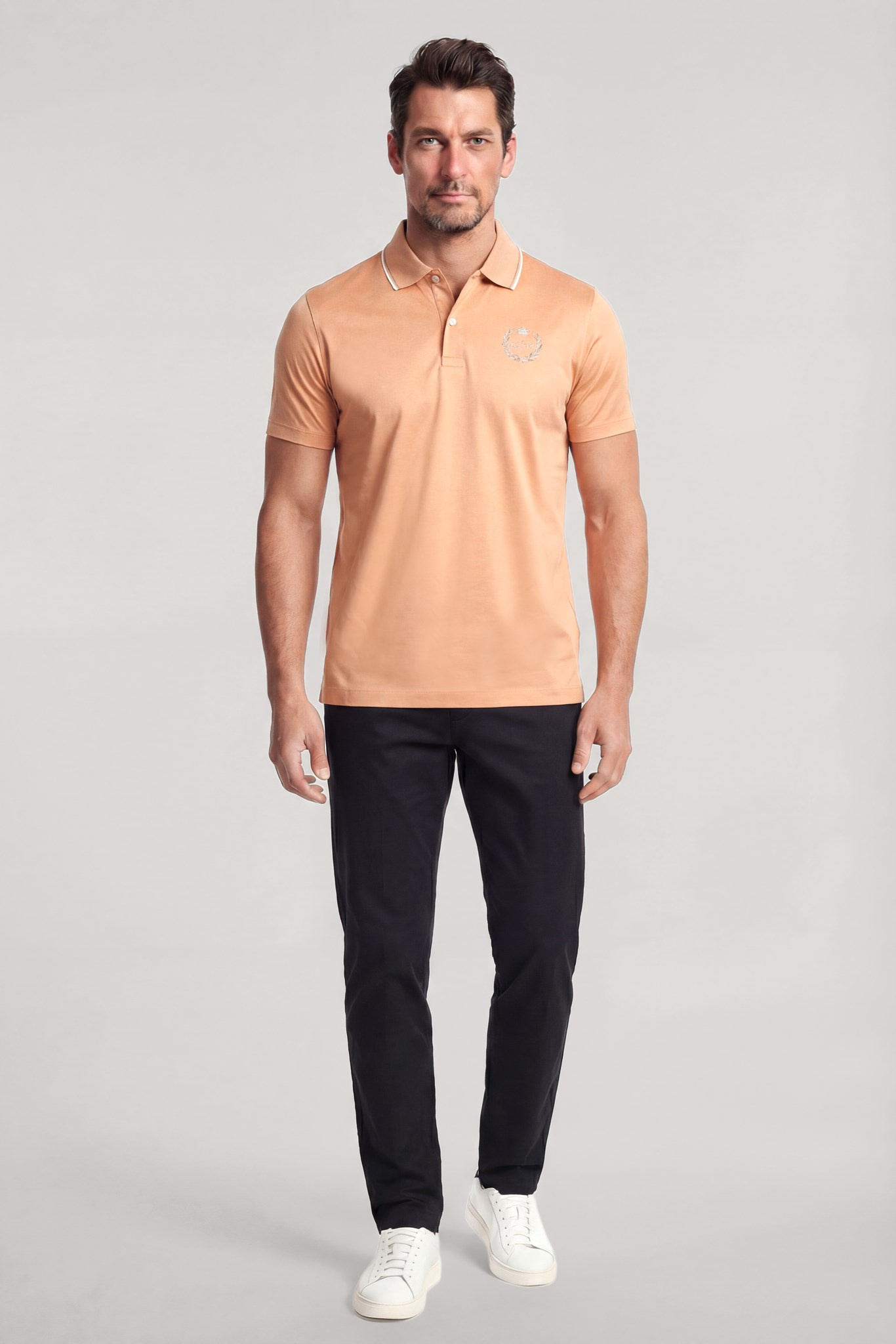 Paul Shark Paul Shark Erkek Regular Fit Logo İşlemeli Pamuklu Kısa Kollu Turuncu Polo Yaka T-Shirt 26411270-231