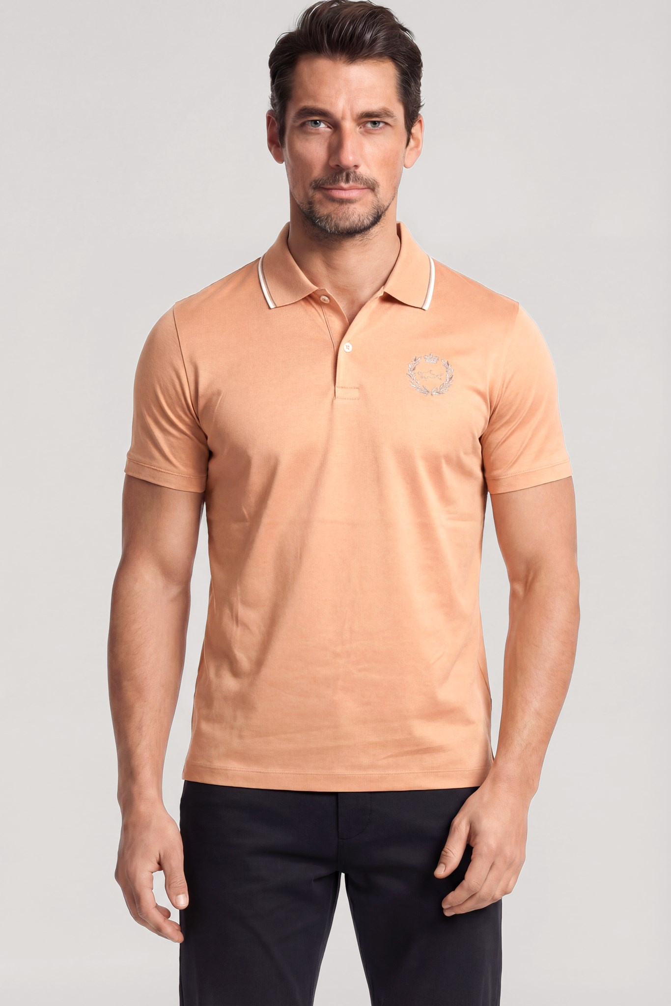 Paul Shark Paul Shark Erkek Regular Fit Logo İşlemeli Pamuklu Kısa Kollu Turuncu Polo Yaka T-Shirt 26411270-231