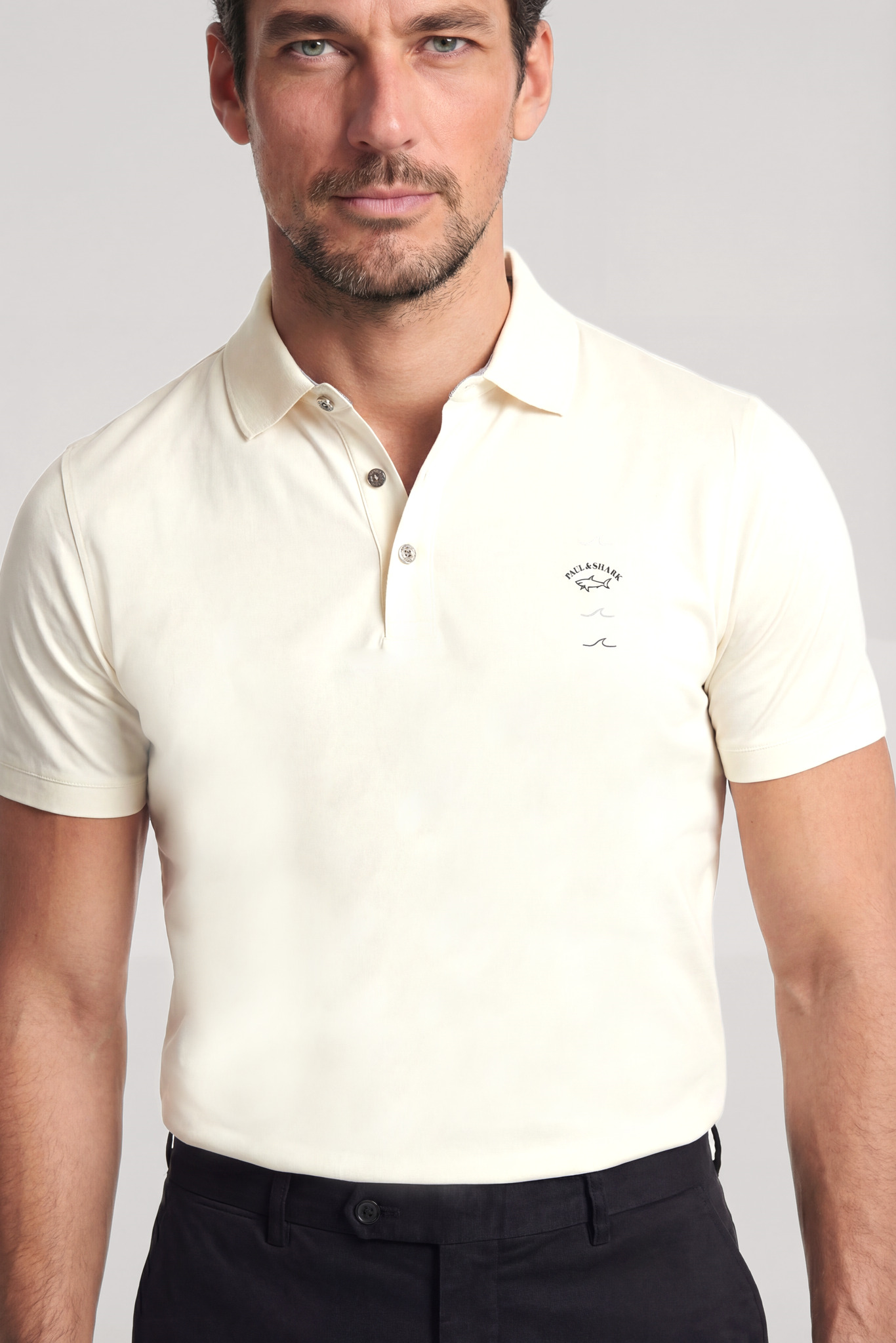 Paul Shark Paul Shark Erkek Regular Fit %100 Pamuklu Logo Detaylı Kısa Kollu Beyaz Polo Yaka T-Shirt 26411236-108
