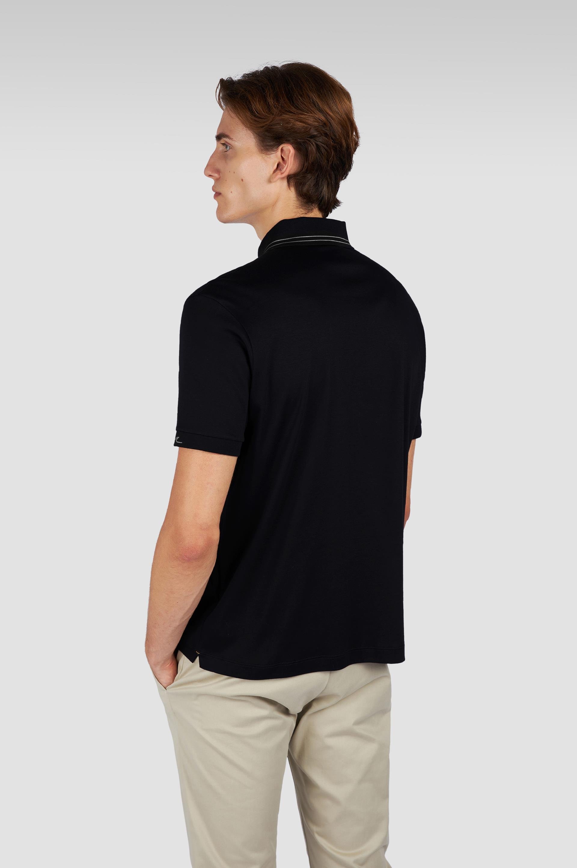 Paul Shark Paul Shark Erkek Regular Fit Pamuklu Kısa Kollu Siyah-Gümüş Polo Yaka T-Shirt 15311724-11D