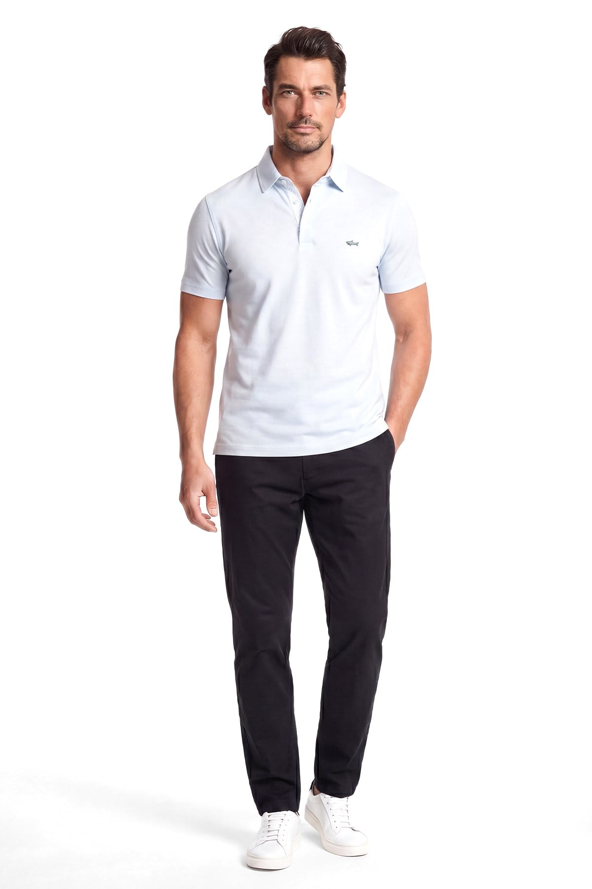 Paul Shark Paul Shark Erkek Regular Fit Pamuklu Kısa Kollu Logo Detaylı Mavi Polo Yaka T-Shirt 26411253SM-394
