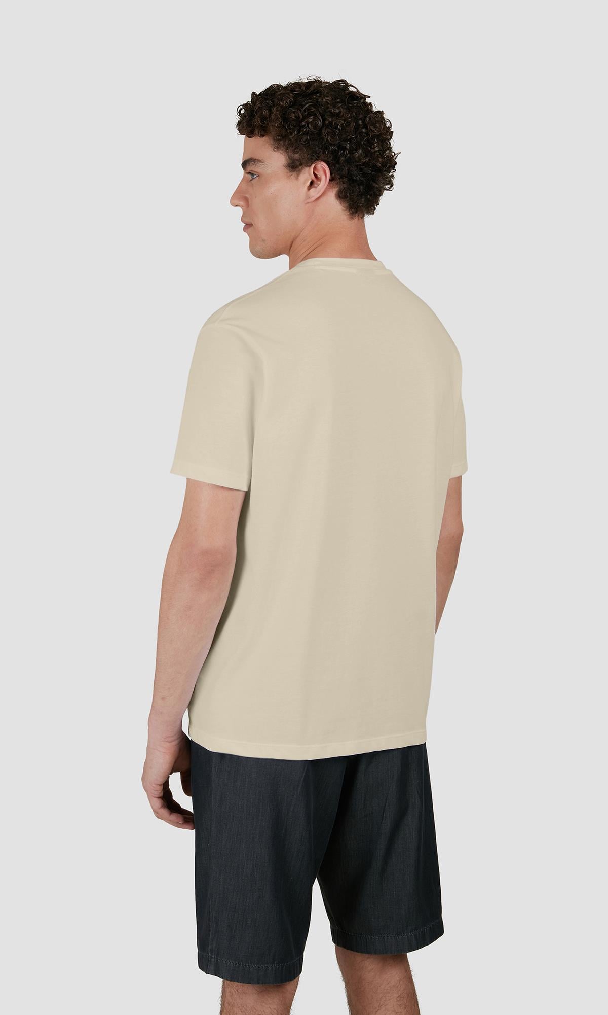 Paul Shark Paul Shark Erkek Regular Fit Yuvarlak Yaka İnce %100 Pamuklu Kısa Kollu Bej T-Shirt 25411060-348