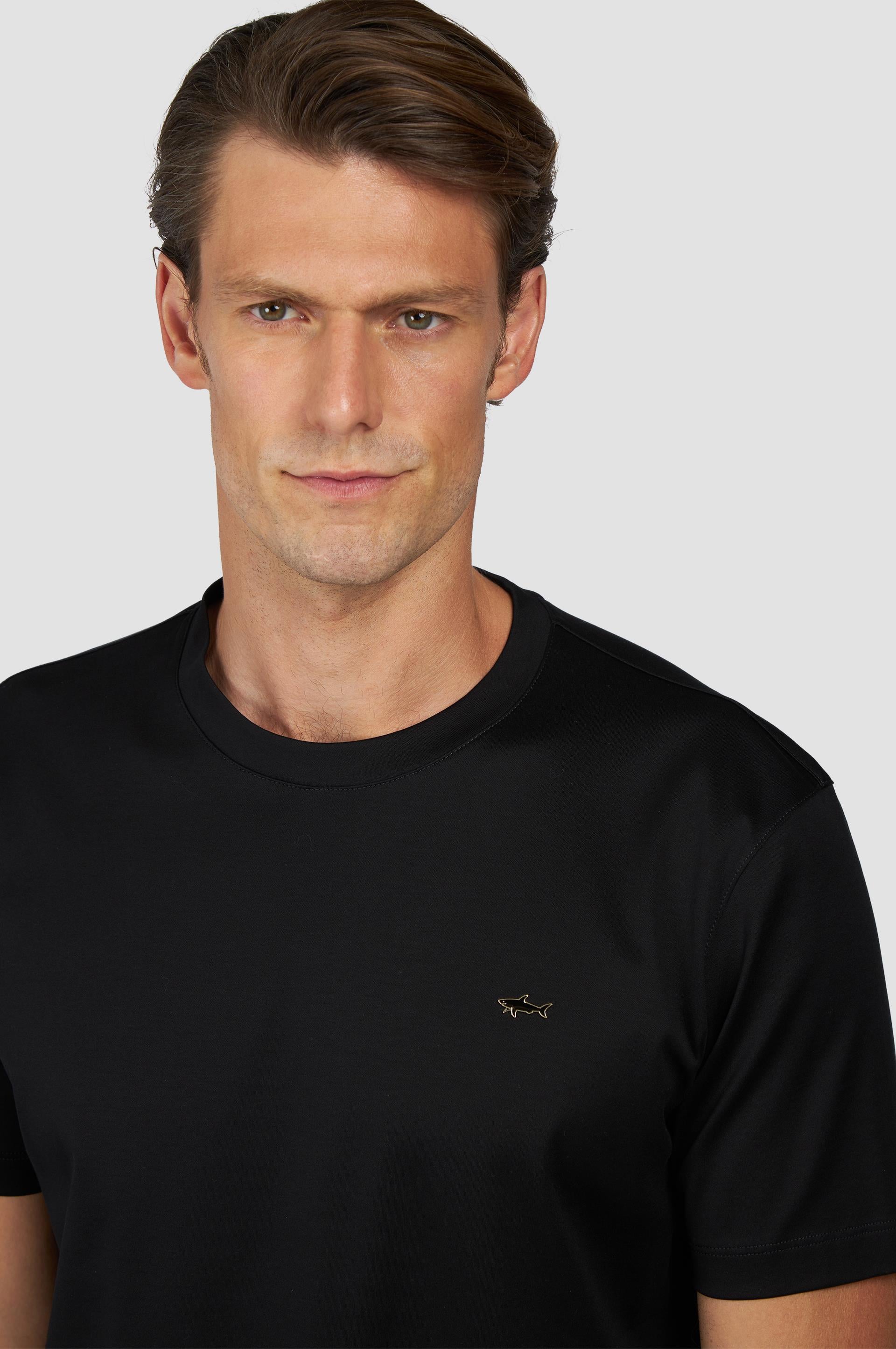 Paul Shark Paul Shark Erkek Regular Fit Yuvarlak Yakalı %100 Pamuklu Shark Logolu Kısa Kollu Siyah-Altın T-Shirt 15311610-11G