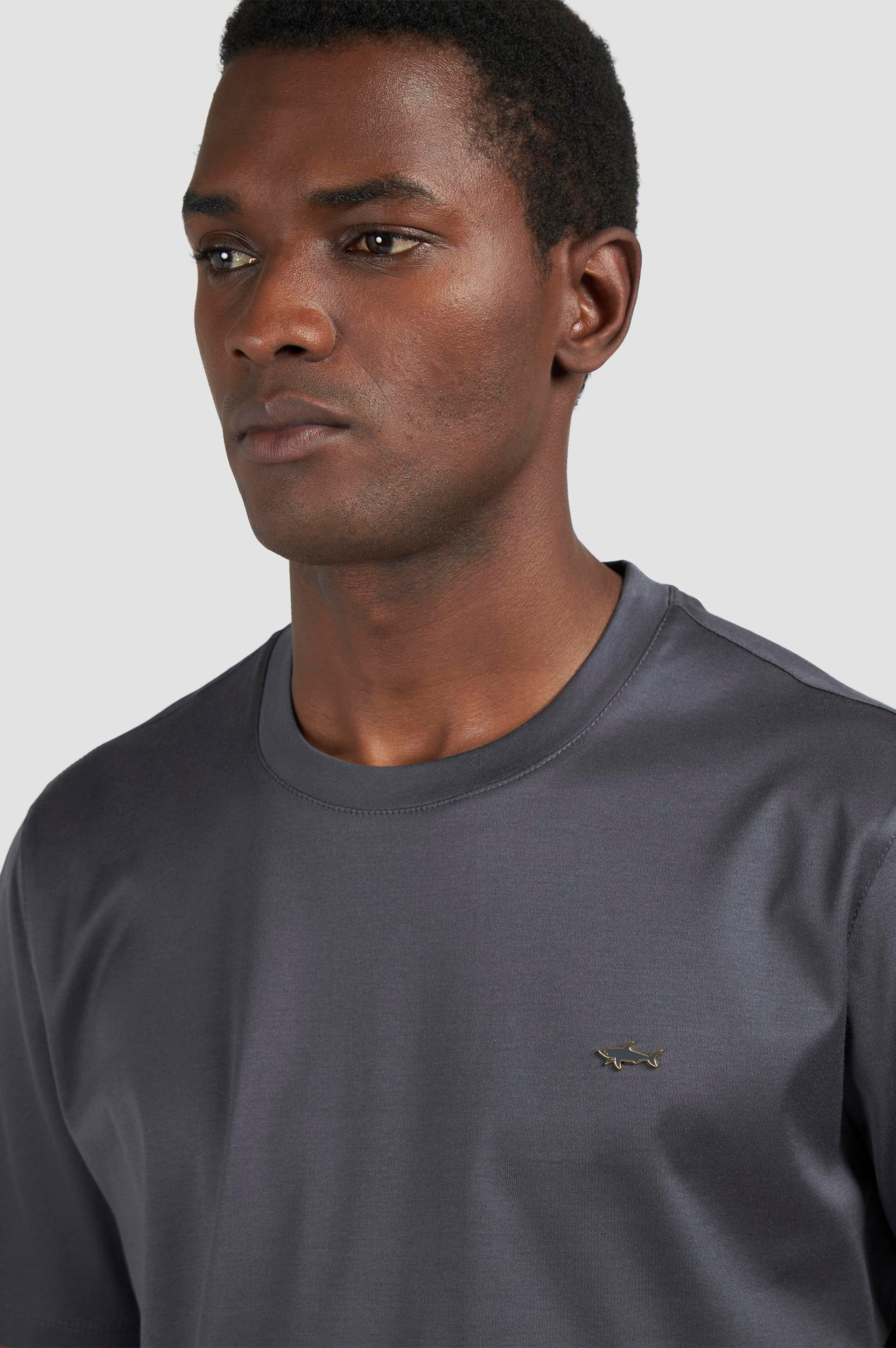 Paul Shark Paul Shark Erkek Regular Fit Yuvarlak Yakalı %100 Pamuklu Shark Logolu Kısa Kollu Kahverengi-Altın T-Shirt 15311610-94G