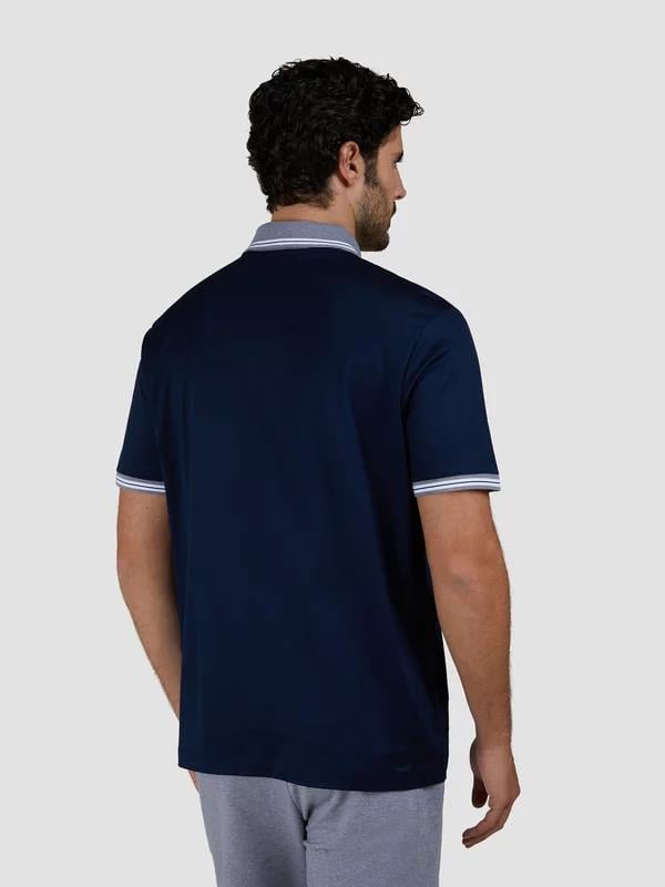 Paul Shark Paul Shark Erkek Regular Fit Yakası ve Kolları Şerit Çizgili Pamuklu Kısa Kollu Lacivert Polo Yaka T-Shirt 25411310-013