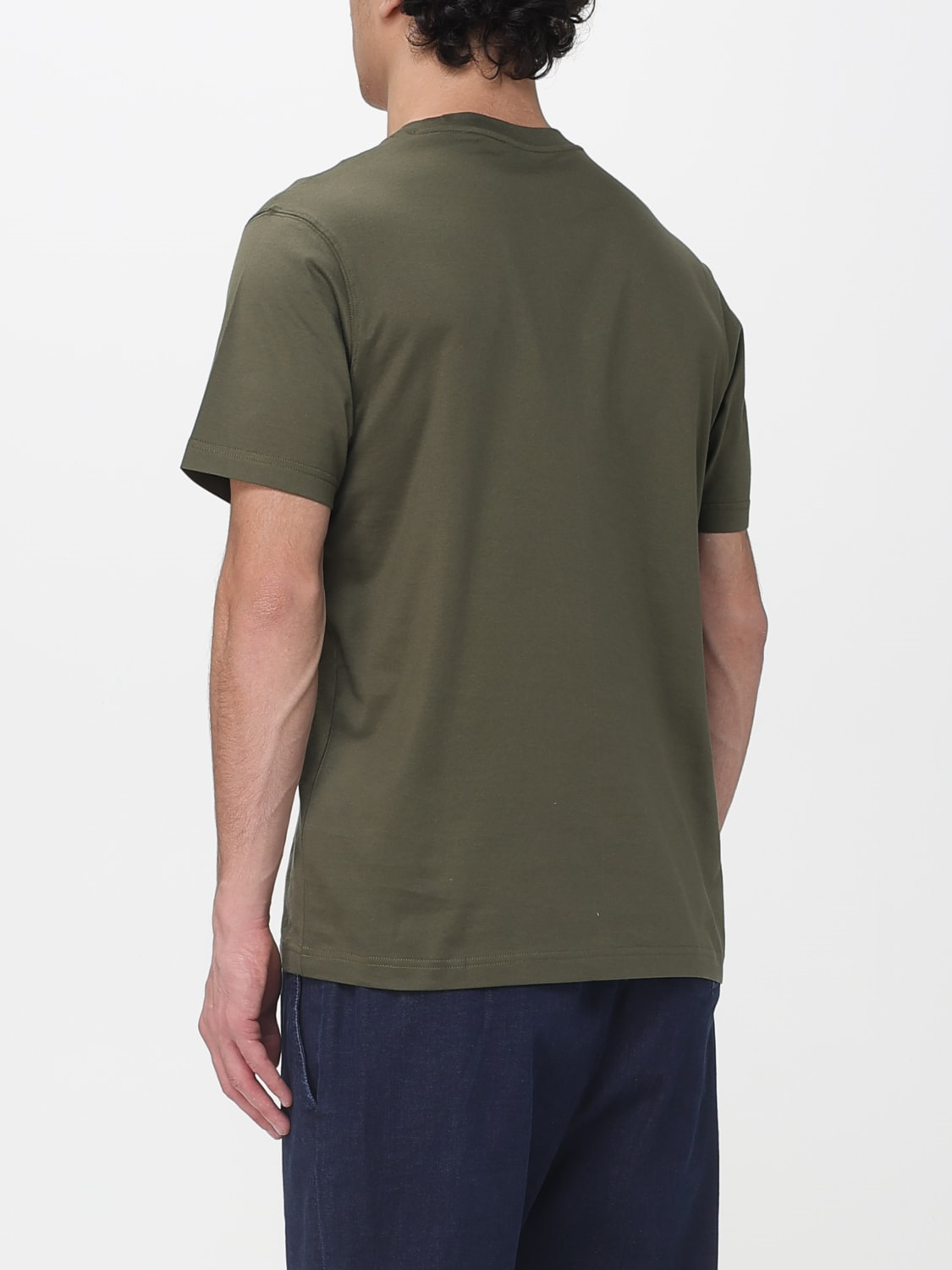 Paul Shark Paul Shark Erkek Regular Fit Ribanalı Yakalı Metalik Logo Detaylı Pamuklu Kısa Kollu Haki T-Shirt 99311005-089