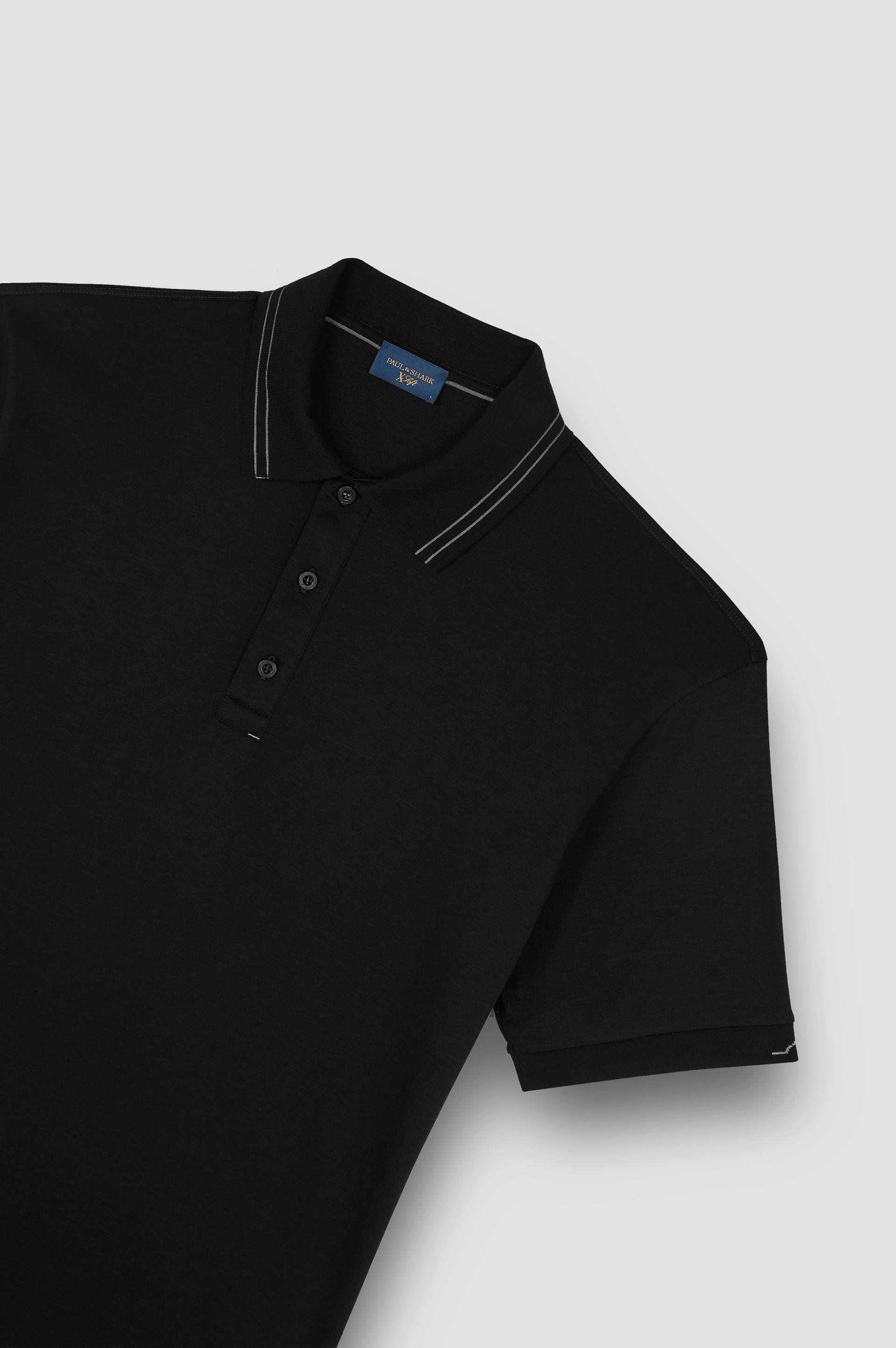 Paul Shark Paul Shark Erkek Regular Fit Pamuklu Kısa Kollu Siyah-Gümüş Polo Yaka T-Shirt 15311724-11D