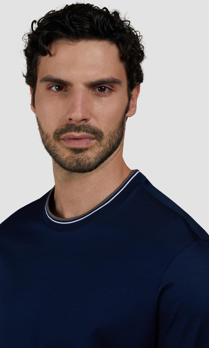 Paul Shark Paul Shark Erkek Regular Fit Yuvarlak Yaka %100 Pamuklu Kısa Kollu Lacivert T-Shirt 25411025-013