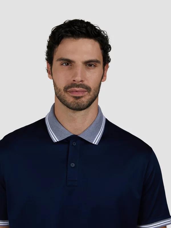 Paul Shark Paul Shark Erkek Regular Fit Yakası ve Kolları Şerit Çizgili Pamuklu Kısa Kollu Lacivert Polo Yaka T-Shirt 25411310-013