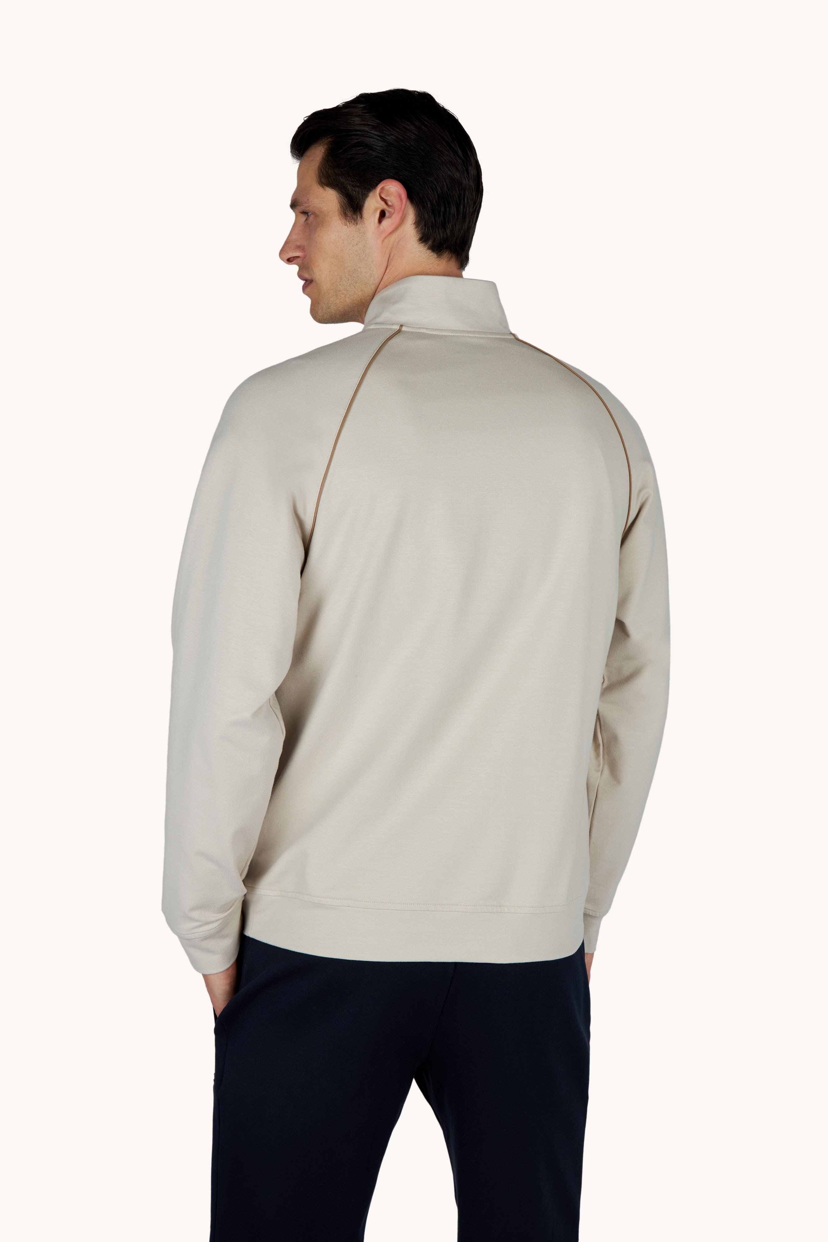 Paul Shark Paul Shark Erkek Regular Fit Fermuar Kapamalı Dik Yaka Uzun Kollu Bej Sweatshirt 26411840-348