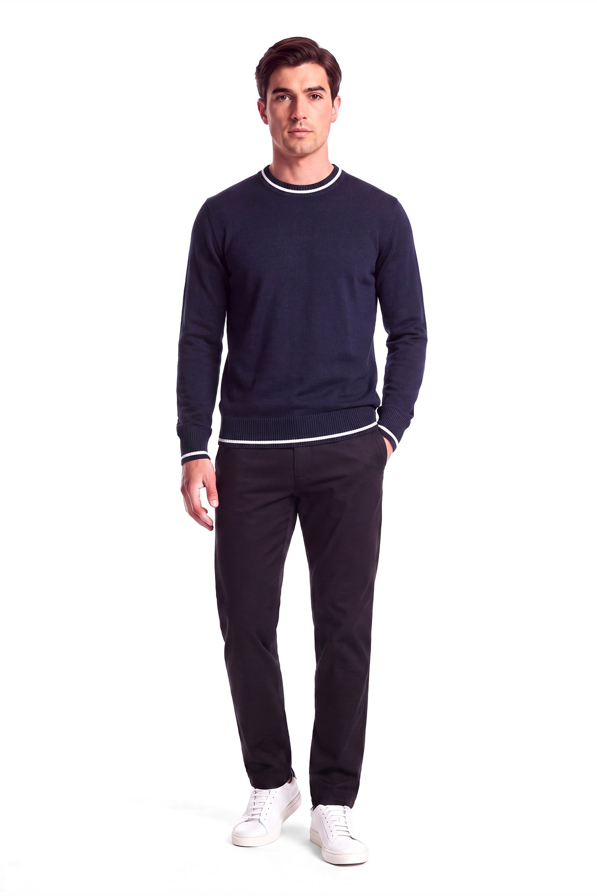 Paul Shark Paul Shark Erkek Regular Fit Yuvarlak Yakalı Yumuşak Yün Kumaşlı Uzun Kollu Lacivert Kazak 16311068-050