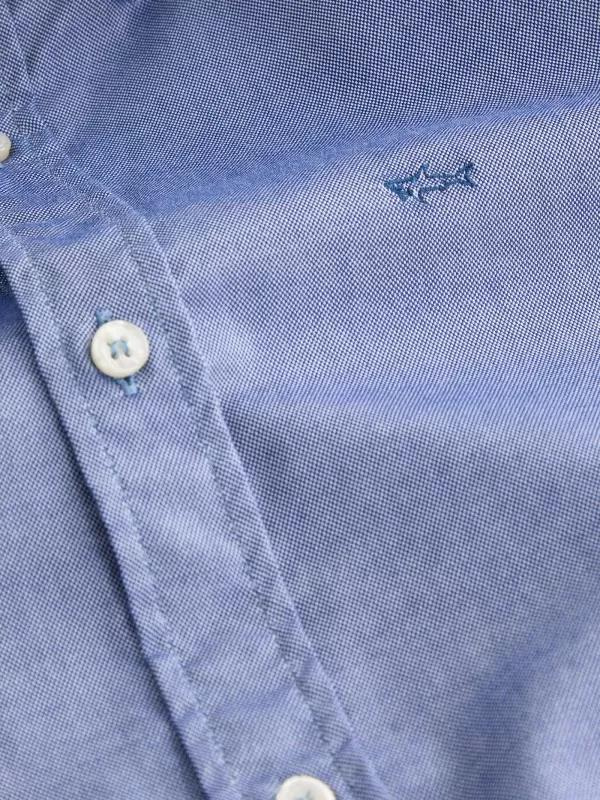 Paul Shark Paul Shark Erkek Regular Fit Dokuma Kumaş Gömlek Yaka Uzun Kollu Mavi Gömlek C0P3030D-503