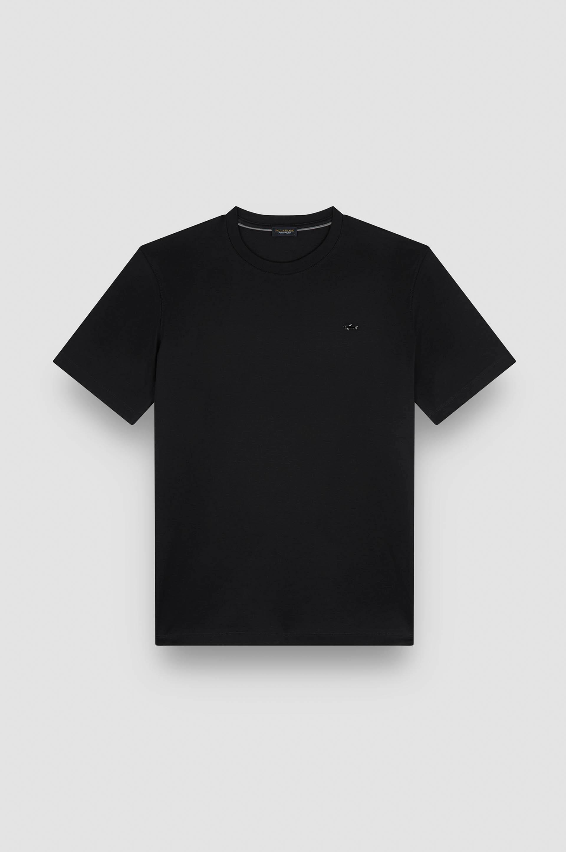 Paul Shark Paul Shark Erkek Regular Fit Yuvarlak Yakalı %100 Pamuklu Shark Logolu Kısa Kollu Siyah-Gümüş T-Shirt 15311610-11D