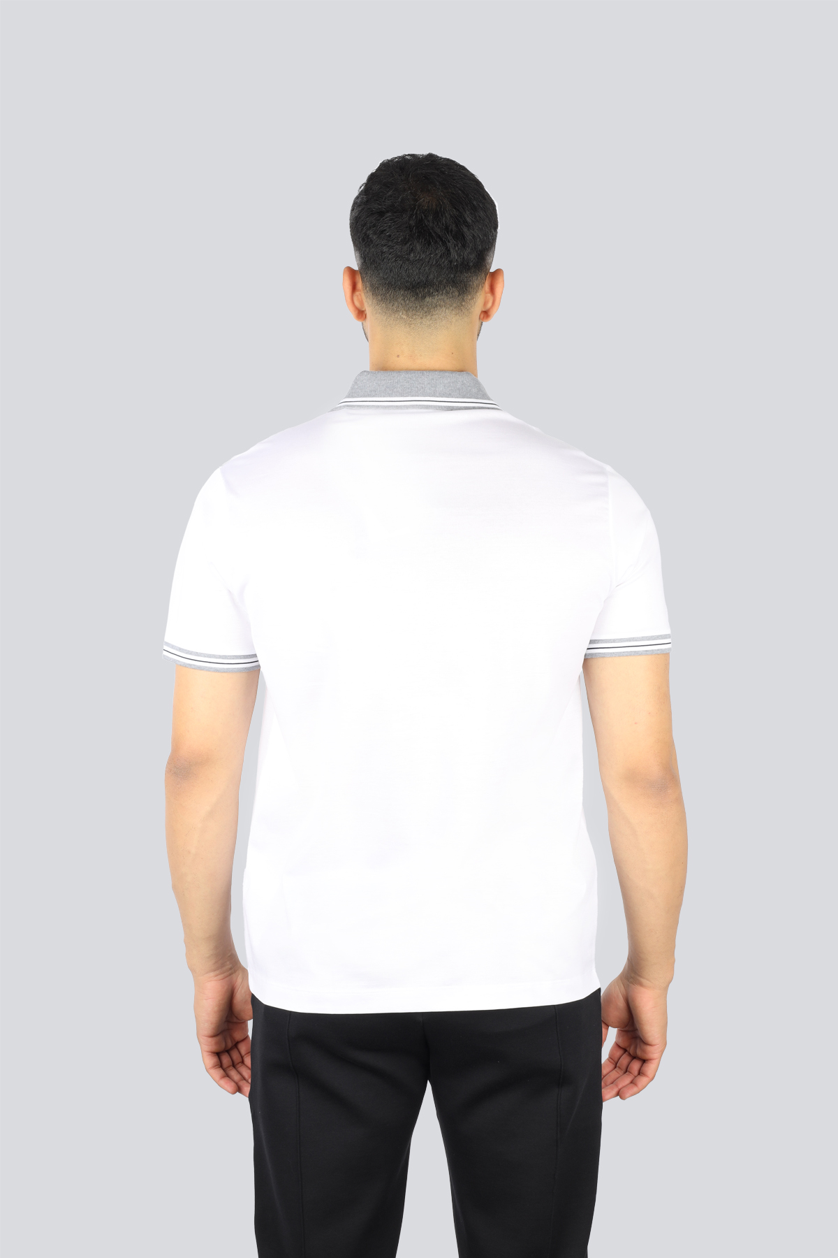 Paul Shark Paul Shark Erkek Regular Fit Yakası ve Kolları Şerit Çizgili Pamuklu Kısa Kollu Beyaz Polo Yaka T-Shirt 25411310-010
